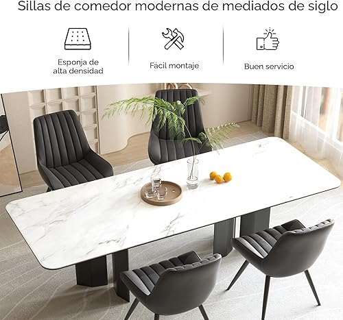 Miniatura 4 de Nalupatio Juego de 4 sillas de comedor modernas, cómodas sillas de comedor con cojines gruesos, sillas laterales de cocina de tela tapizada con