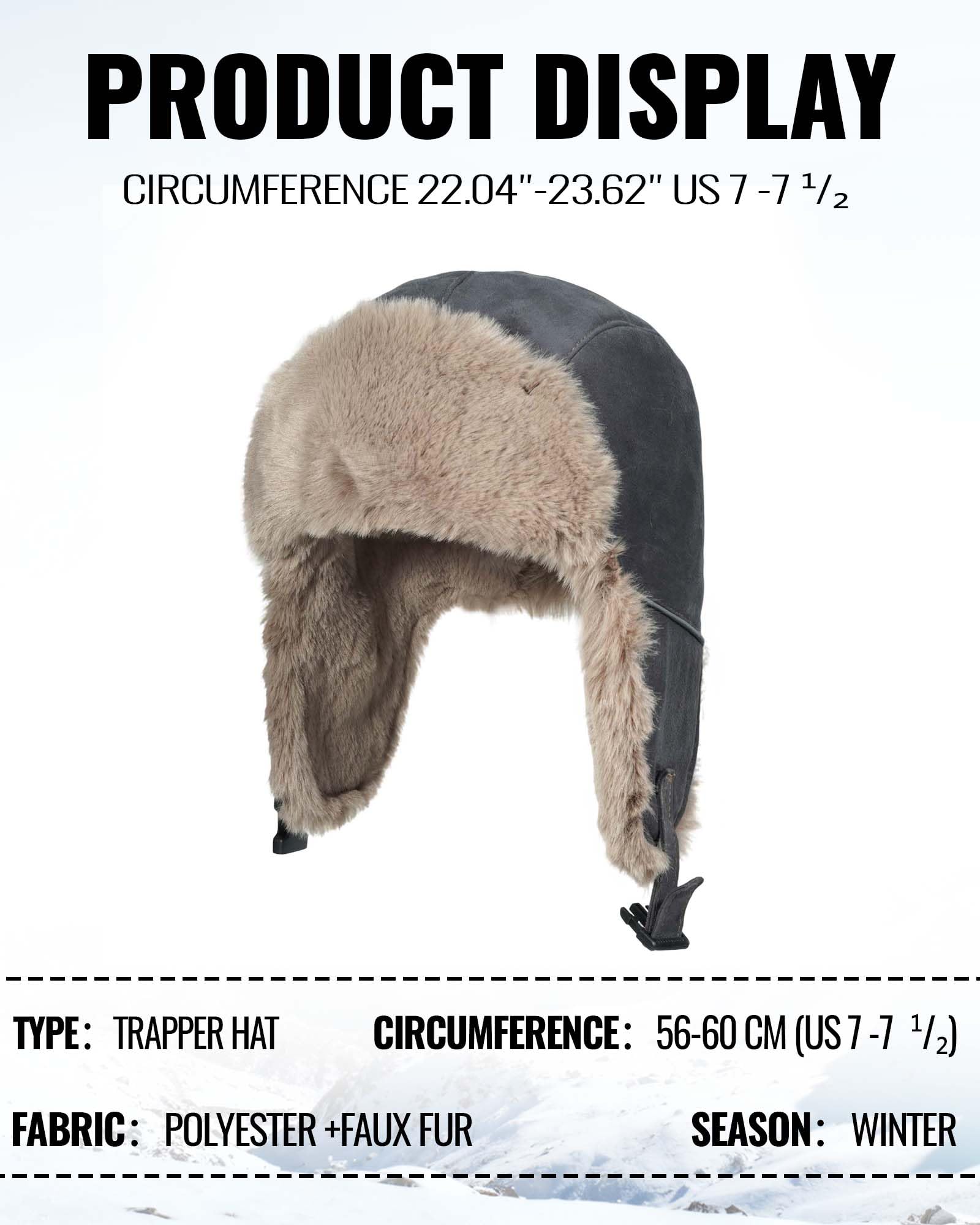 Winddichte Trappermütze, Wintermütze aus Kunstpelz, Eskimo-Jagdmütze mit Ohrenklappen