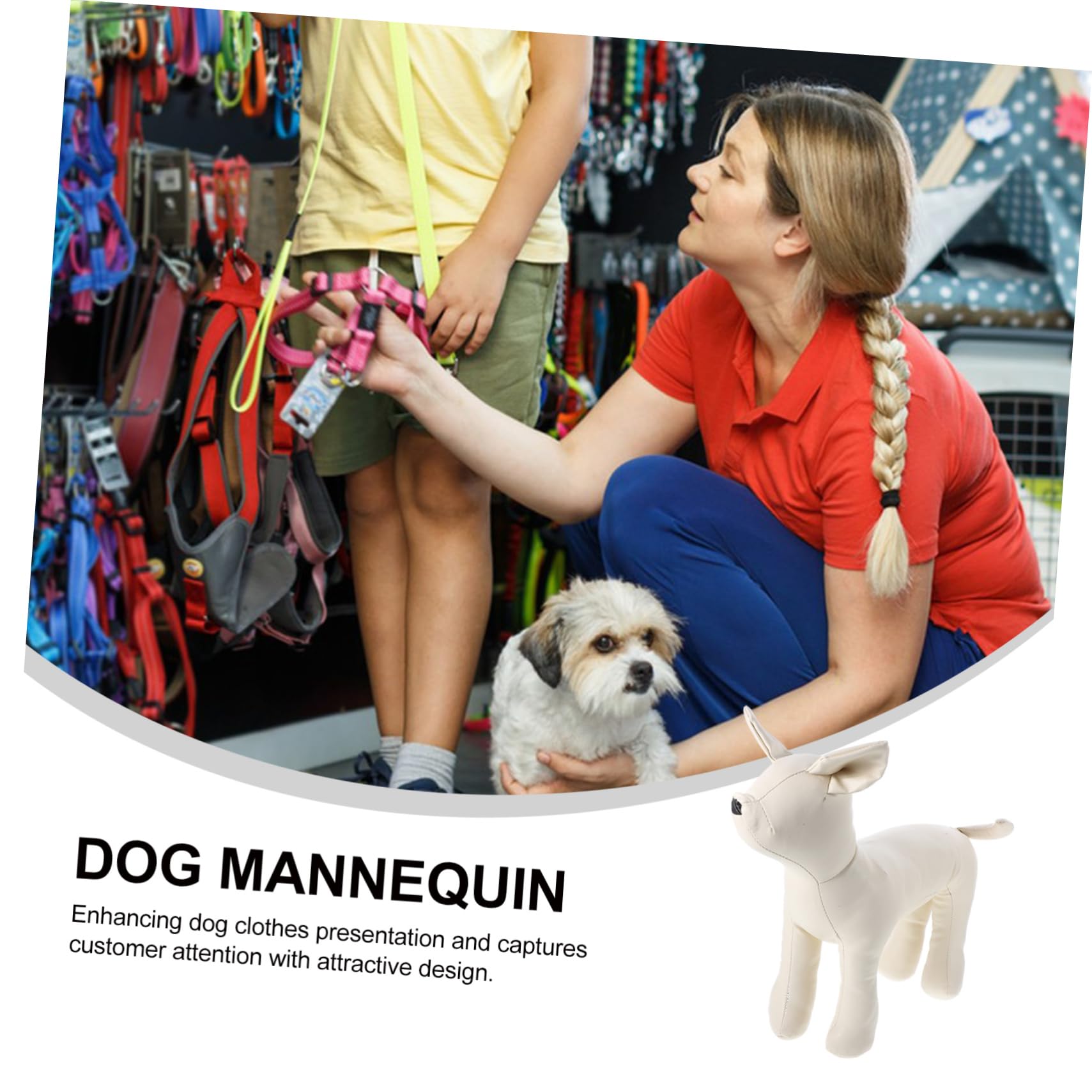 Cabilock Stehende Hunde Schaufensterpuppe zur Präsentation von Hundebekleidung aus Leder und Baumwolle Größe S Weiße Sitzende Hunde Schaufensterpuppe für Tiergeschäfte und Hundezubehör
