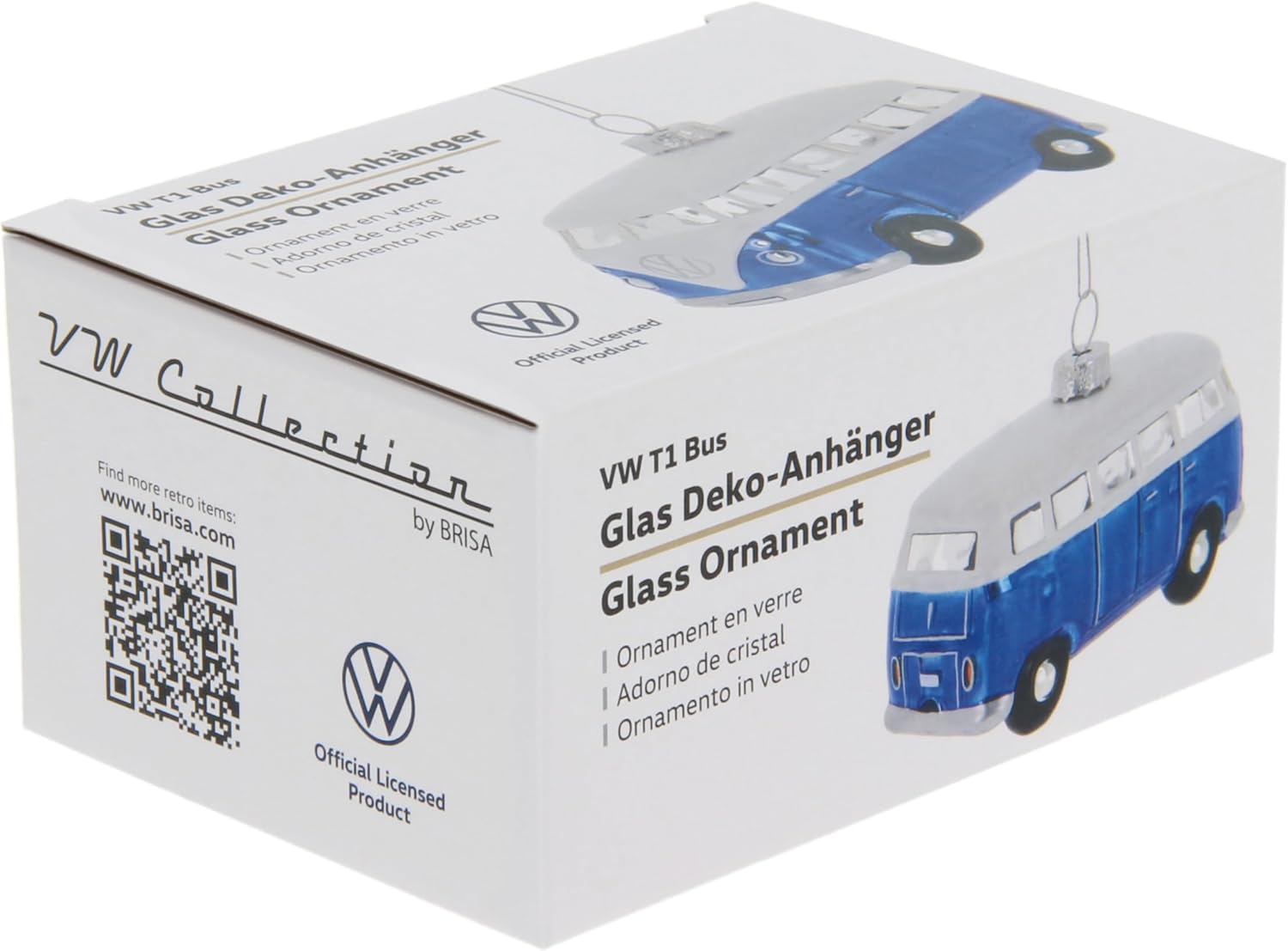 BRISA VW Collection - Volkswagen T1 Bulli Bus Glass Christmas Decoration & Decoration in Gift Box (1:40 Scale) (Blue) - Image 6