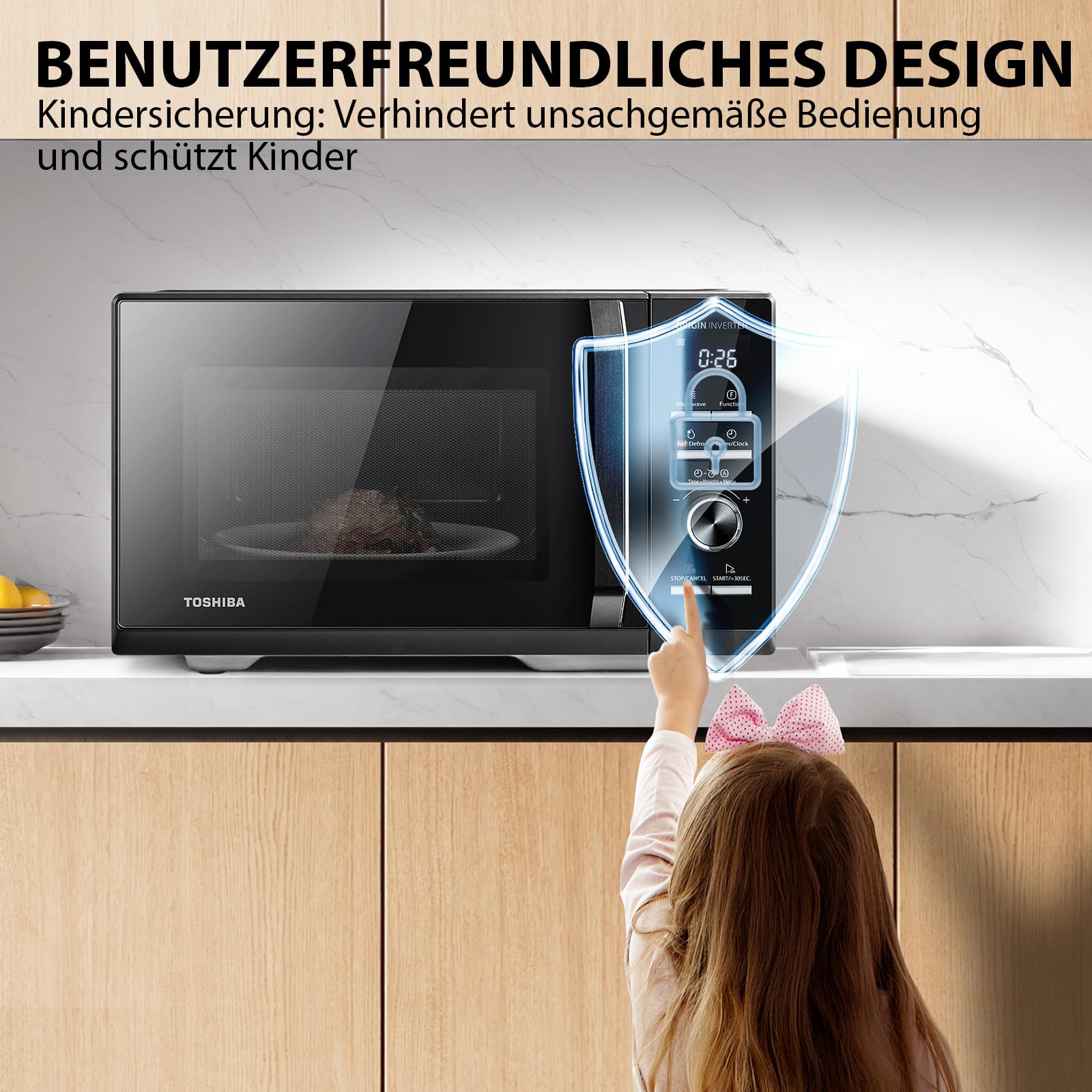Toshiba MW3-AG25PFI(BK) Mikrowelle mit Grillfunktion 25L 3-in-1 Kombigerät 900W Origin-Inverter 1100W Grill Digital Schwarz