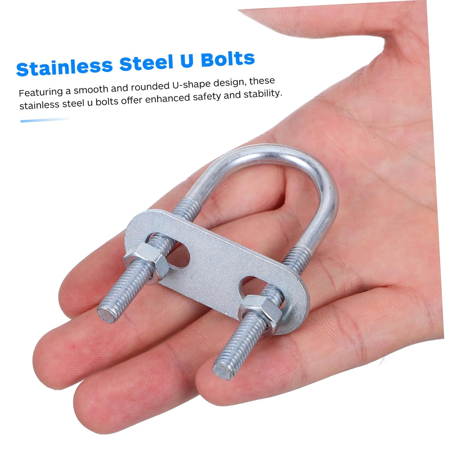 Garneck 6 Pcs Stainless Steel Round U Bolts U Shaped Tube Clamp Bolts with Nuts for Automobiles Trailer Hardware Smooth Design