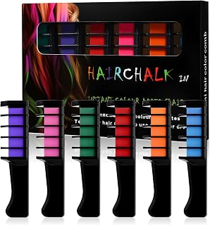 6 Colors Festive Fun Hair Chalk Combs, New Hair Chalk Comb Temporary Hair Color Dye for All Ages, Birthday Christmas New Year Gifts Hair DIY Party