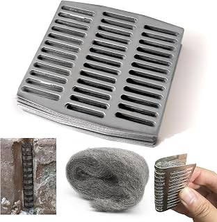 30PCS Stainless Steel Brick Drain Hole Covers for Brick Walls, Steel Wool Fill Fabric 3" x10 Ft, 2.75" Refractory Bricks can be Cut or Stacked to Fill Different Size Drain Holes.