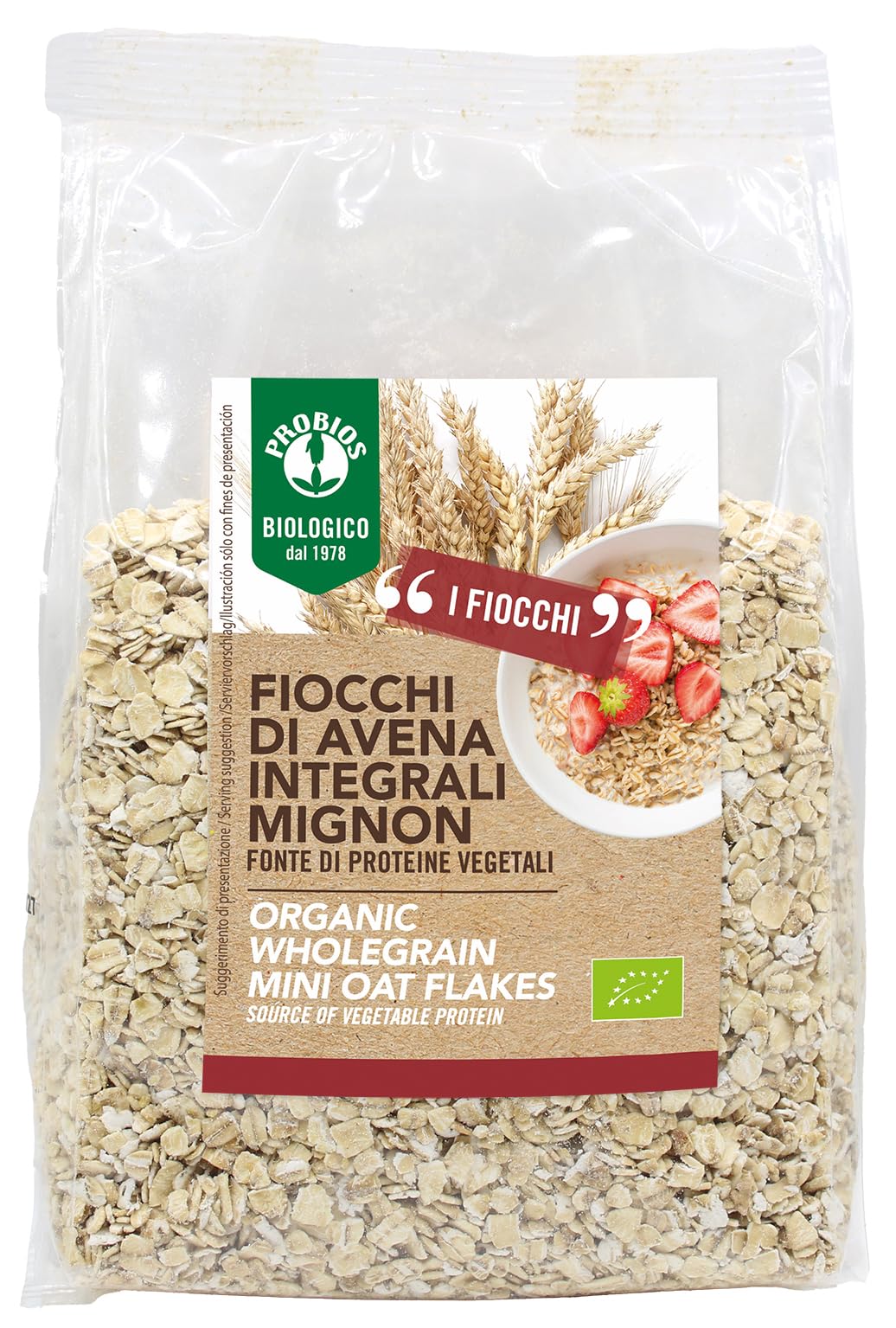 Probios Fiocchi d'Avena Integrale Mignon Biologici Senza Glutine - Avena Integrale per Porridge e Colazione - Alto Contenuto di Fibre e Proteine ​ ​​- Confezione da 6 da 500g