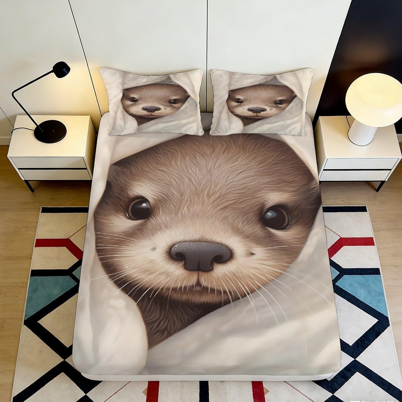 3D Printed Sloth Fitted Sheet Microfiber Deep Pocket Elastic Hem Bedroom Bedding Sloth Mattress Fitted Cover for Adults 140x200x25cm