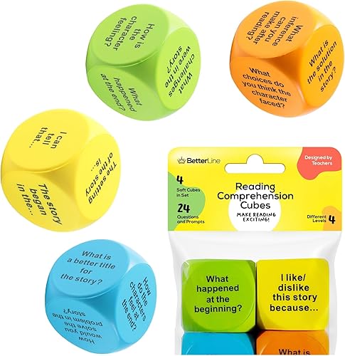 Miniatura 8 de Juego de cubos interactivos de comprensión de lectura, dados educativos de aprendizaje para niños, profesores y padres, 4 niveles, 24 preguntas,