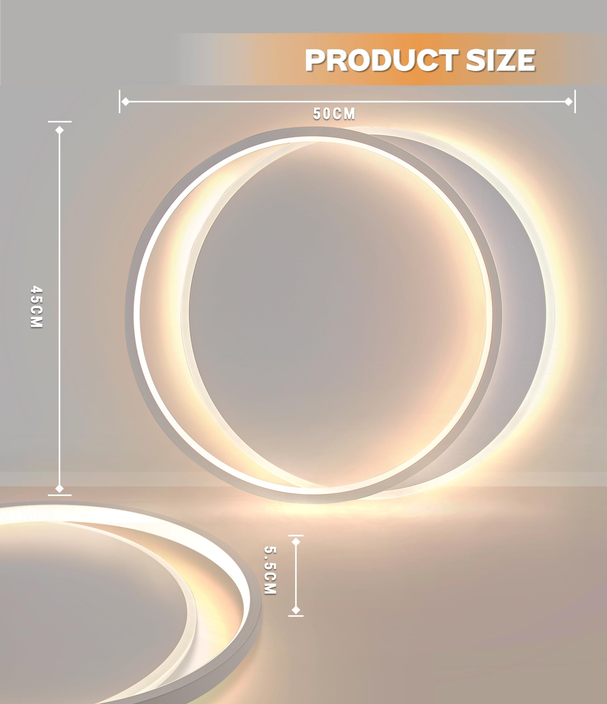 FANLG Led-plafondlamp, dimbaar, 45 cm, ringlamp, moderne plafondlamp voor woonkamer, 28 W, 3000-6000 K, slaapkamerlamp, led-plafondlamp voor slaapkamer, keuken, hal, kinderkamer, woonkamer