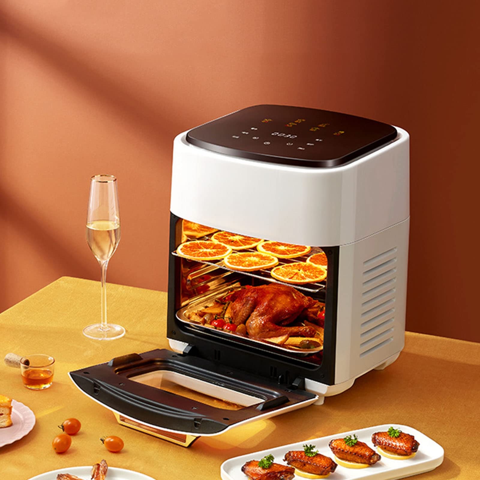 Friggitrice ad Aria di Grande capacità da 15 Litri con 6 preimpostazioni, Touch Screen Digitale, Controllo della Temperatura (Colore: Nero) Safehappy