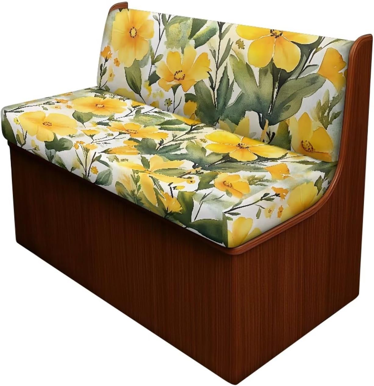 SEANATIVE RV Sofa Split Seat Cover 2-Piece Set Dinette Cushion Covers Replacement Camper Couch Cover Sofa Seat Cushion Slipcovers Dust Proof Bench Slip Cover Rectangle, Yellow Floral Print