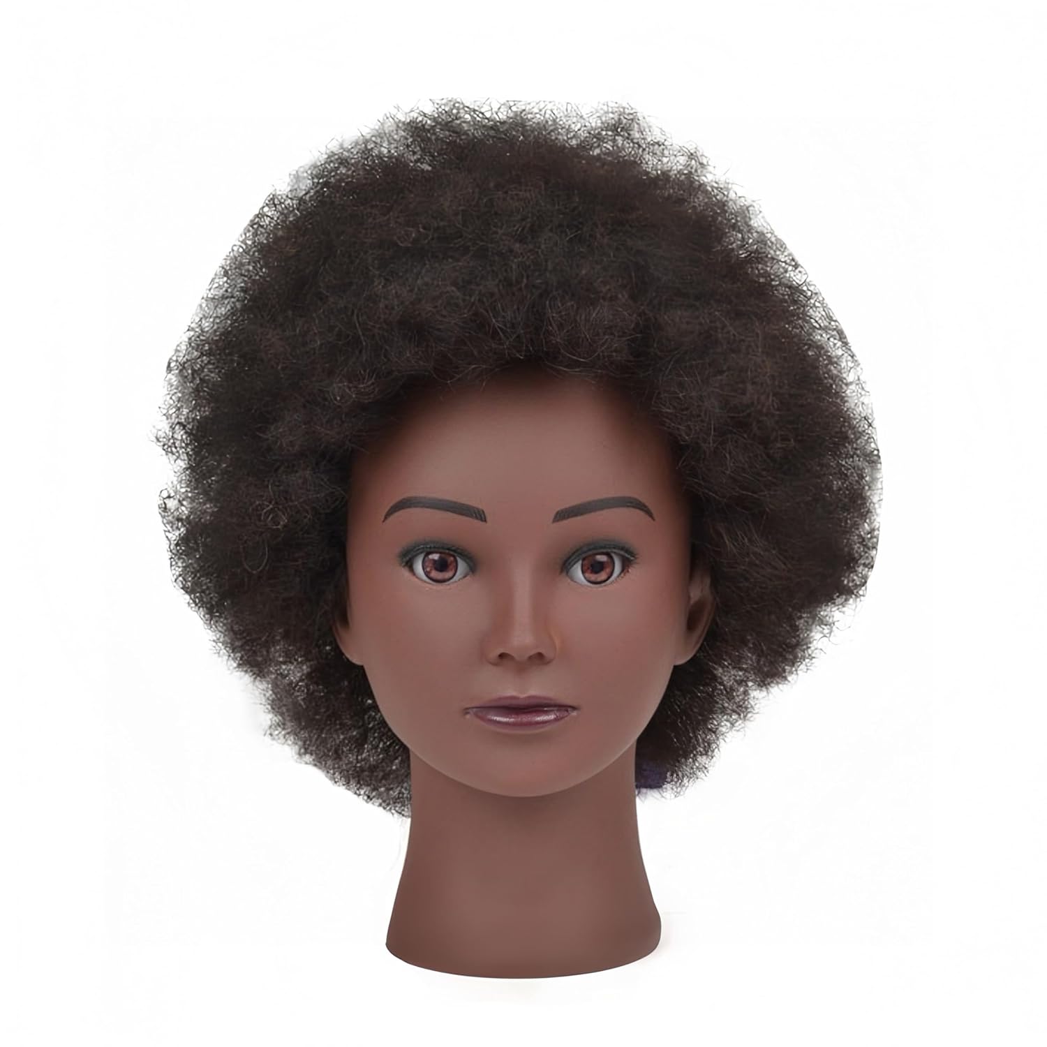 Afro Human Hair Mannequin Head for Braiding, African Cosmetology Mannequin Head for Hair Styling, 8 Inches Black Training Doll Head with Stand