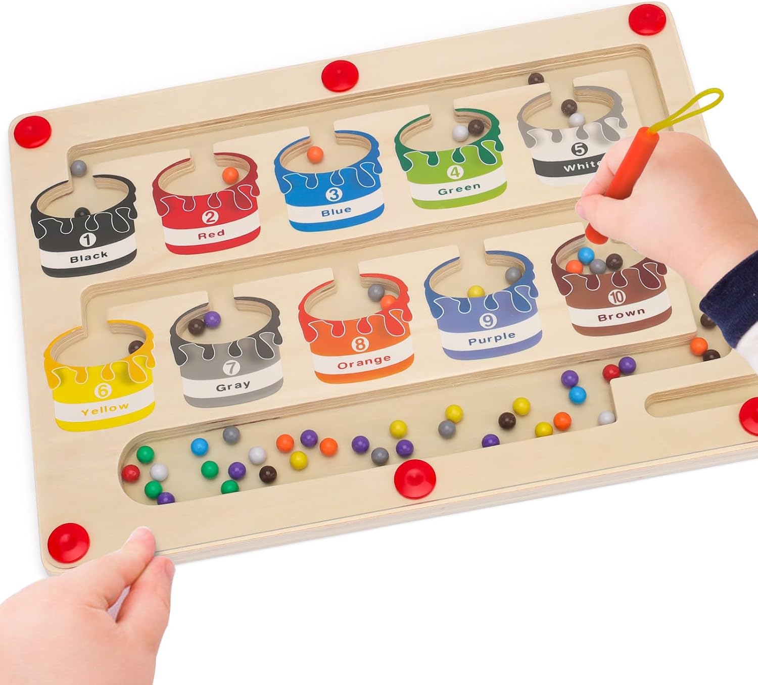 Amazon.com: Drocoge Magnetic Color Bead Maze Toy - Fine Motor Skills ...