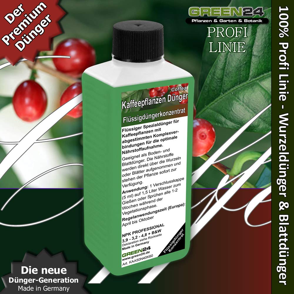 GREEN24 Kaffee-Pflanzen Dnger  250ml Spezialdnger fr Coffea arabica |  Frdert krftiges Wachstum & ppige Blten & Frchte | NPK Konzentrat |  Ideal fr alle Kaffeesorten : Amazon.de: Garten