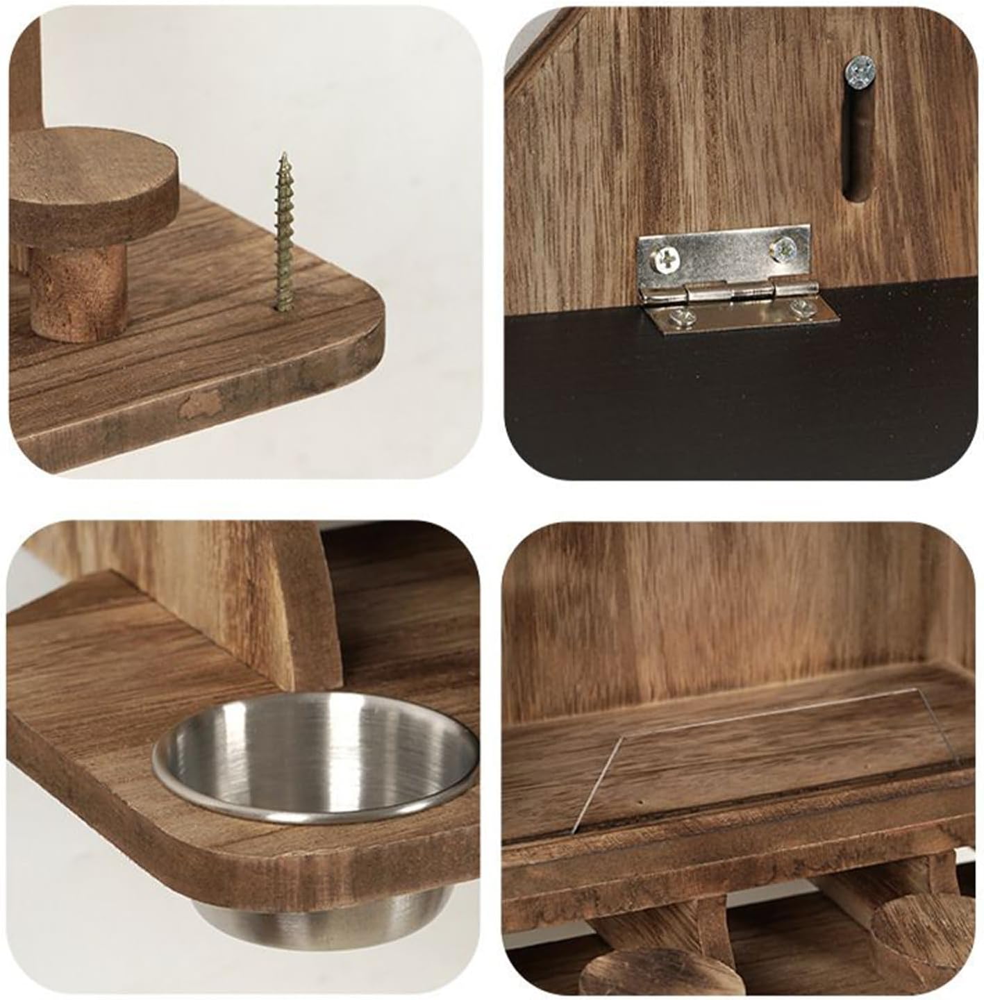 Squirrel Feeder - Wooden Funny Waterproof Feeding Station - Window Squirrel Feeder - for Pet Feeding Station Corn Food Outside Window Front Garden Yard Tree Fence Winter