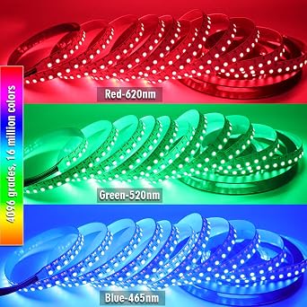 DC12V RGB CCT Color Changing LED Strip Light, 5050 RGB 2835 Warm White Daylight White Double Row Super Bright RGBWW Non-Waterproof Flexible LED Tape Light(DC12V 5meter/16.4ft)