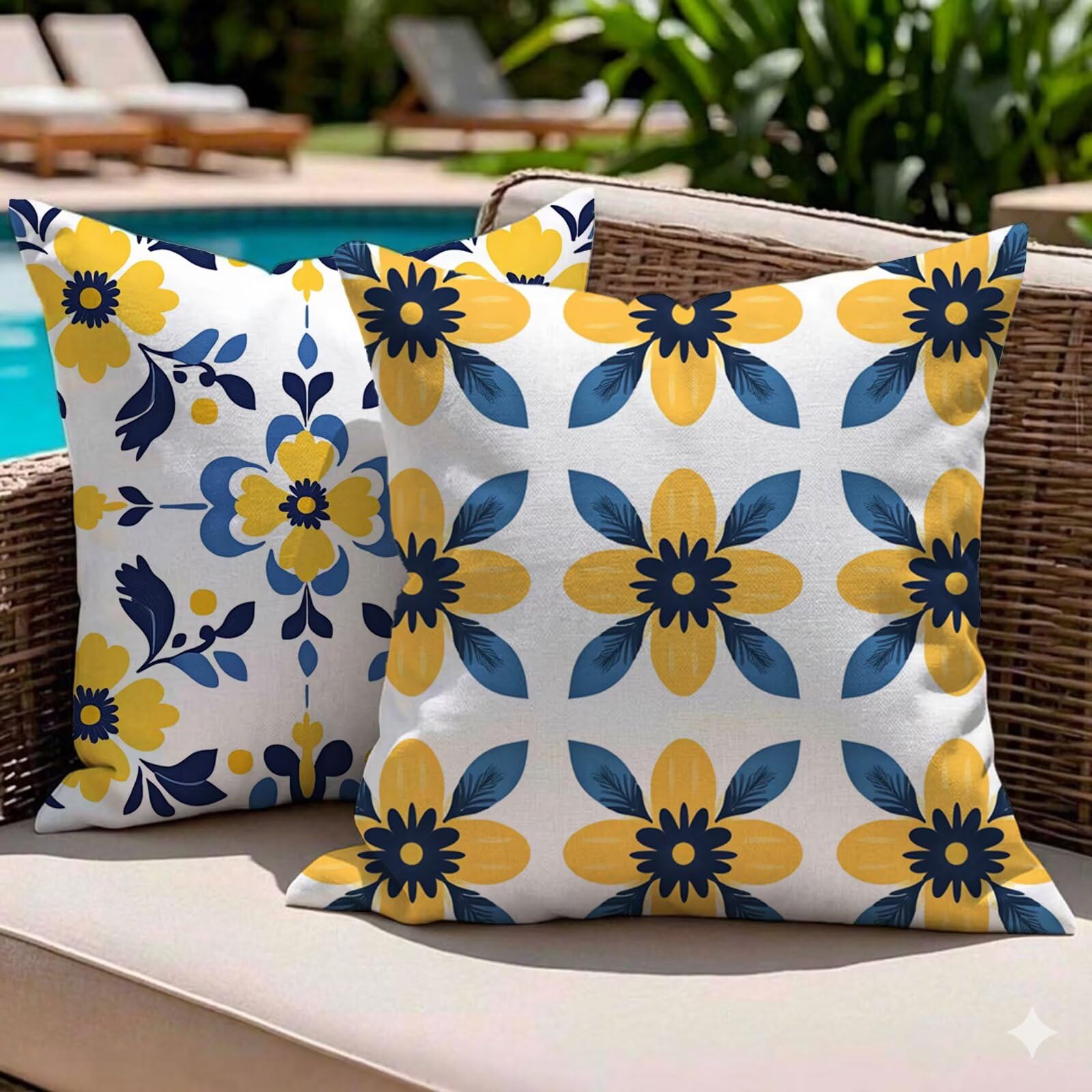 Coussin extérieur imperméable 50x50 jaune contre la pluie pour canapé patio