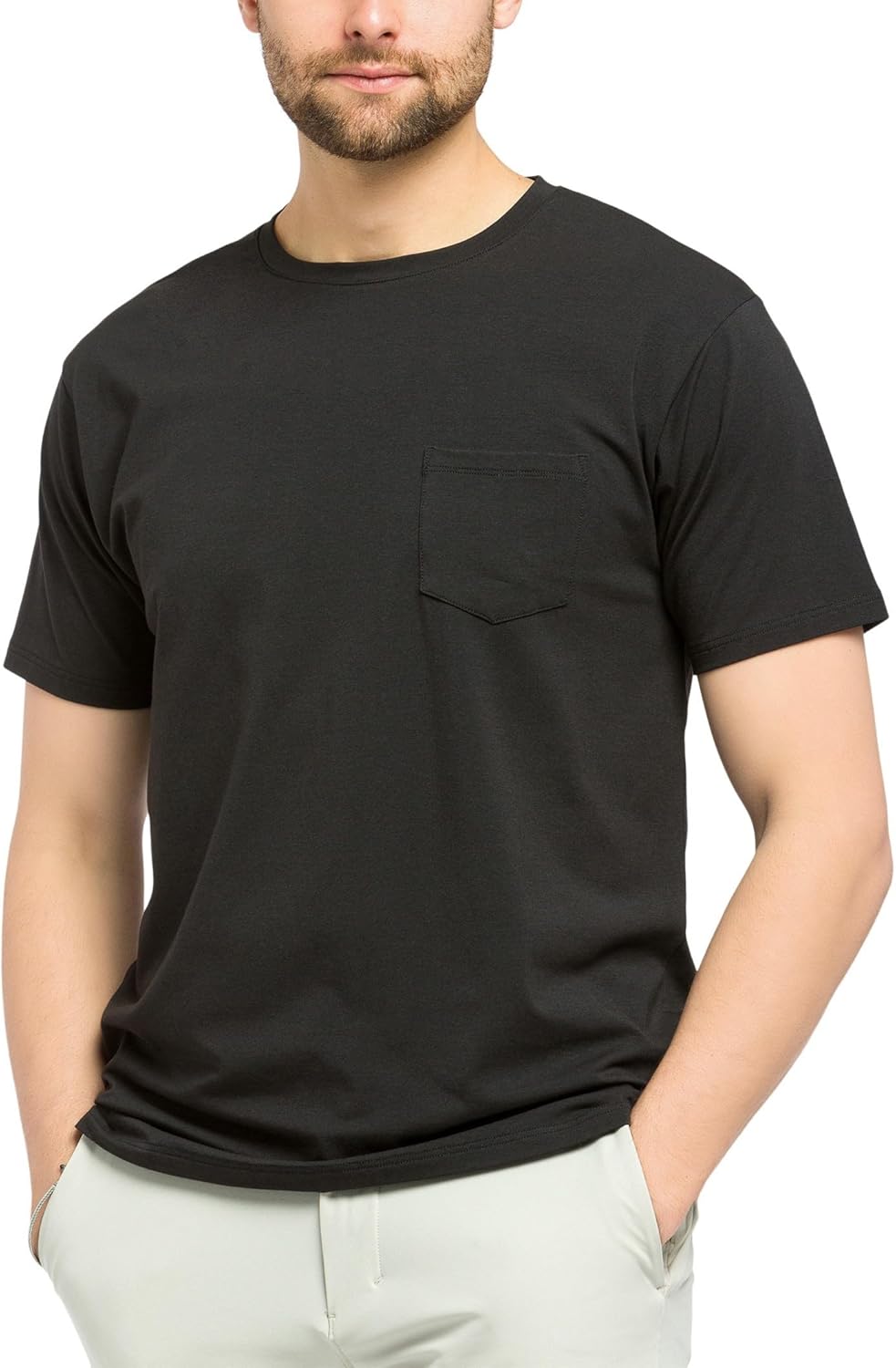 Fishers Finery Men's Soft Cotton Modal Crew Neck Pocket Tee