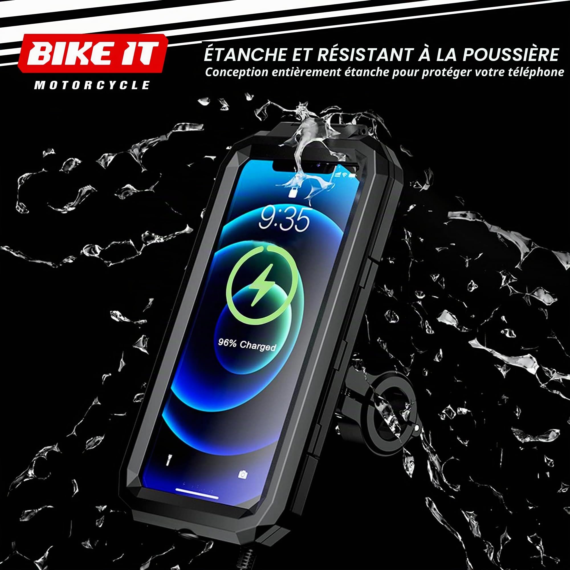 Support Guidon Bike It Pro2 étanche Chargeur Induction pour Smartphone Moto Neuf