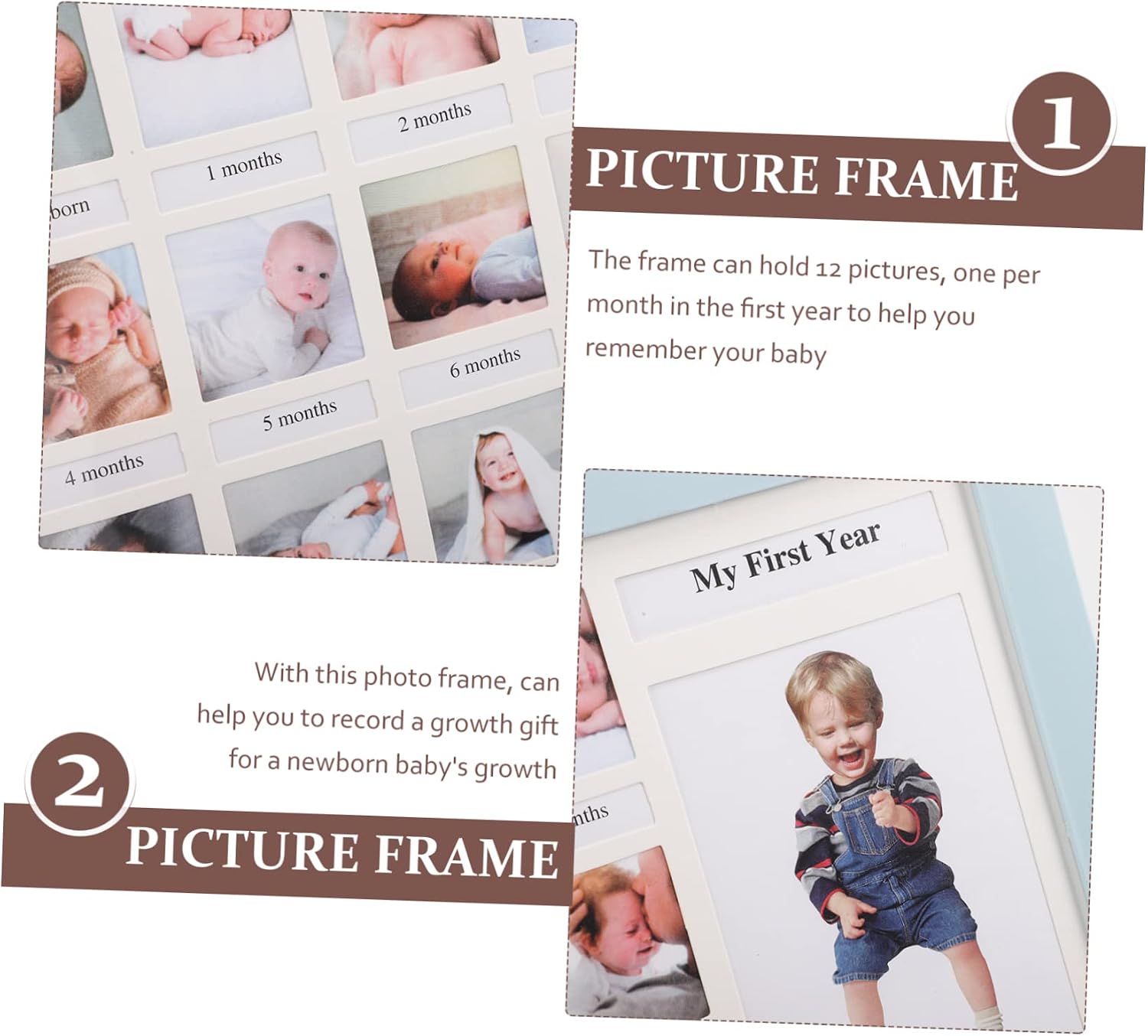 UPKOCH Growth Picture Frame for Birthday Creative Month Boy Photo Display Keepsake for Nursery Decor and Memories