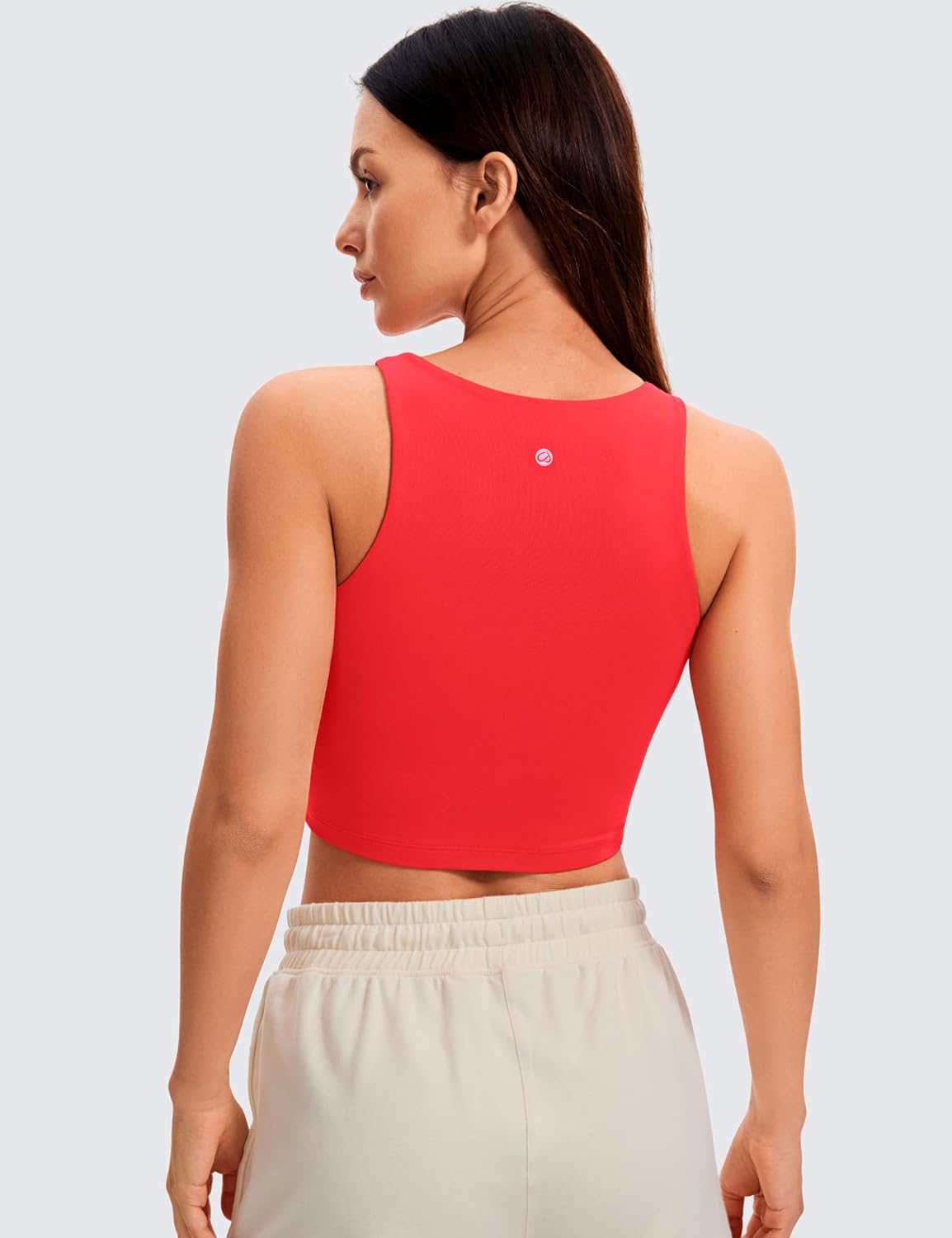 CRZ YOGA Womens Butterluxe Double Lined Cropped Tops High Neck Racerback Tanks Sleeveless Casual Workout Crop Shirts