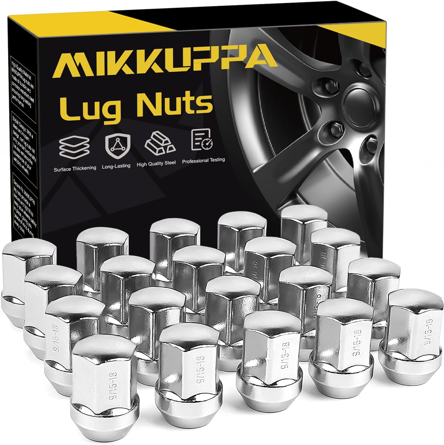 9/16-18 OEM Wheel Lug Nuts, Replacement for 2005-2010 Dodge Dakota, 2004-2009 Durango, 2002-2011 Ram 1500 Factory Wheels, Chrome One-Piece Closed End Large Acorn Seat Tire Nuts