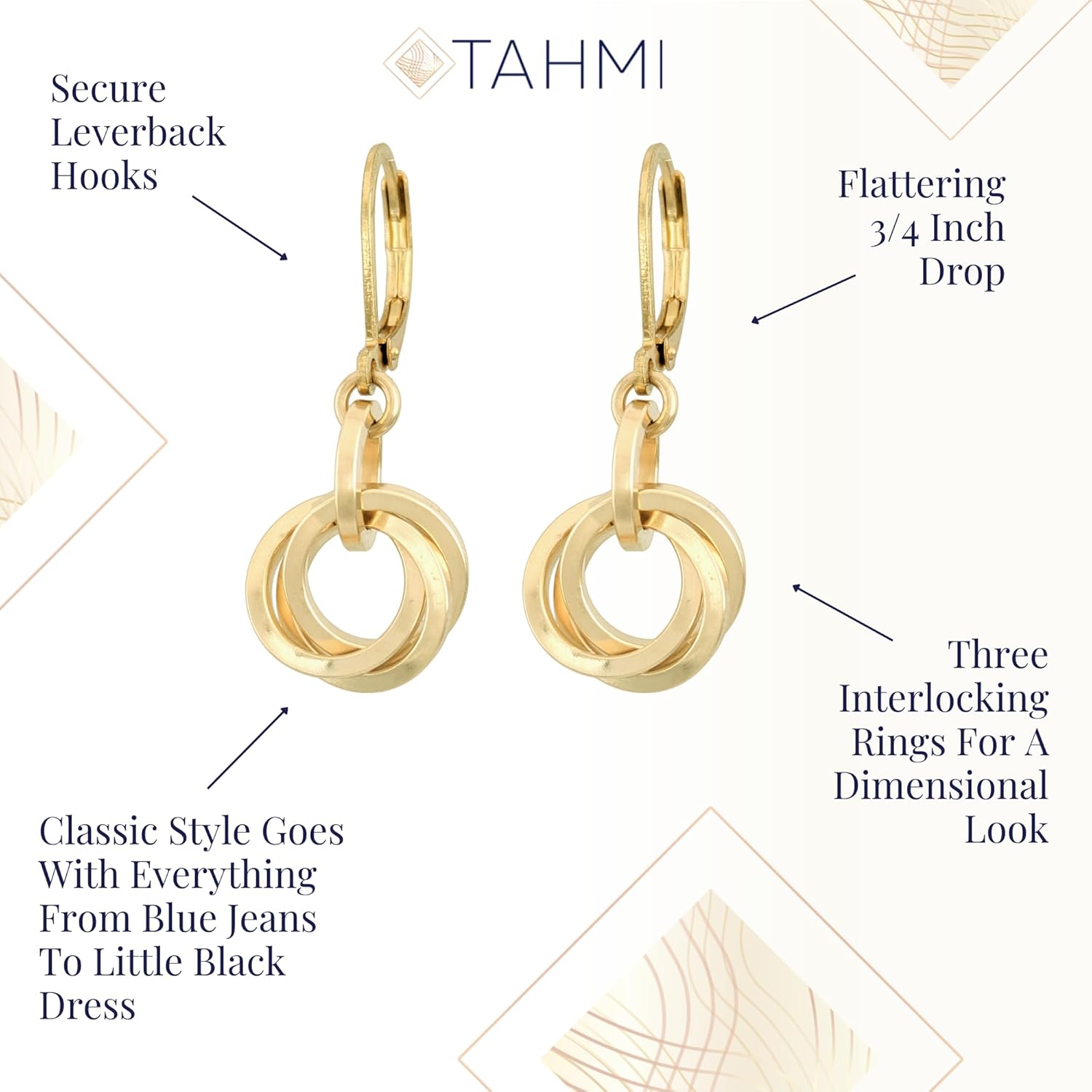 Classic 14K Gold‑Filled Leverback Dangle Earrings - Lightweight Nickel‑Free Hypoallergenic Design - Secure Clasp, USA Crafted, Everyday Dressy Minimalist Design - 1.25" L / 0.75" Drop / 0.5" W - Image 5