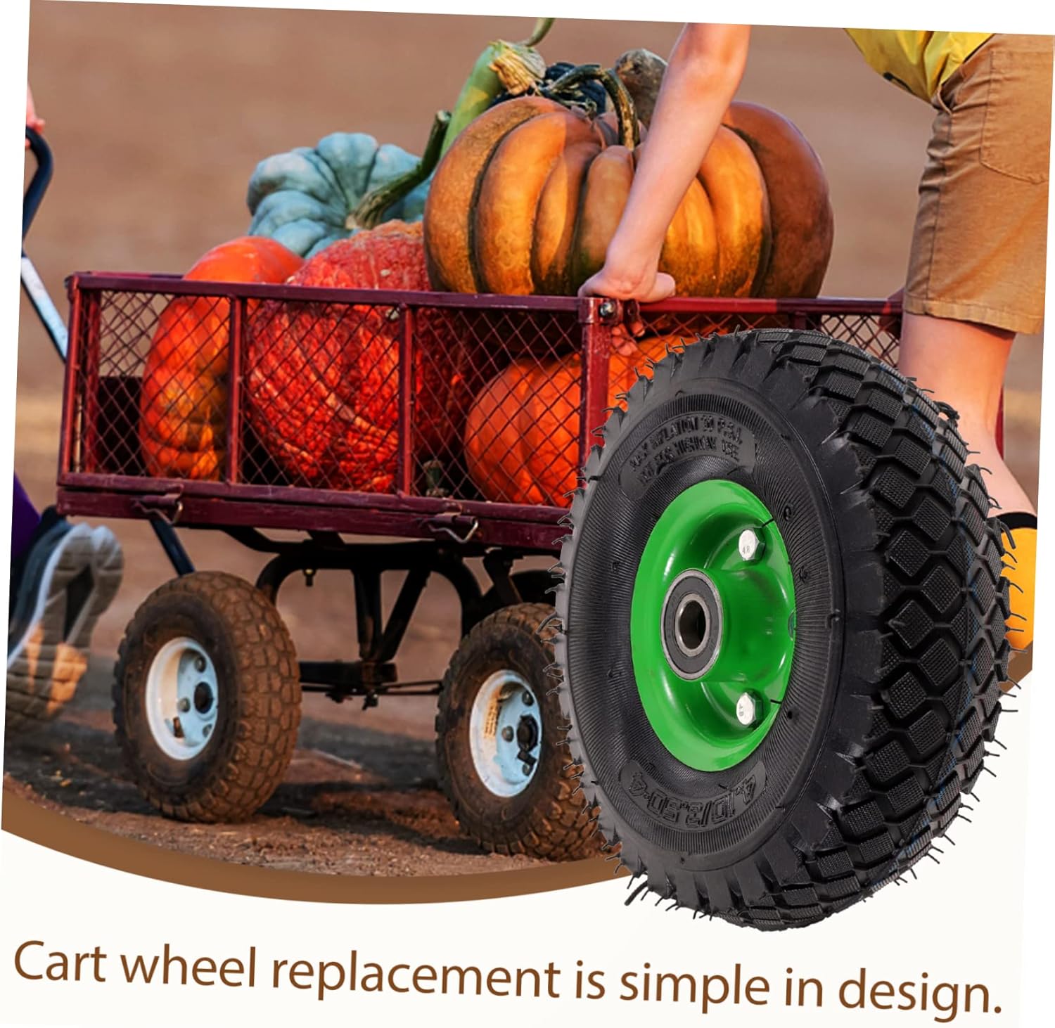 Replacement Rubber Tyre for Garden Utility Wagon Cart Inflatable Wheel Durable Rubber Material Quiet Ride for Garden Trucks and Hand Carts