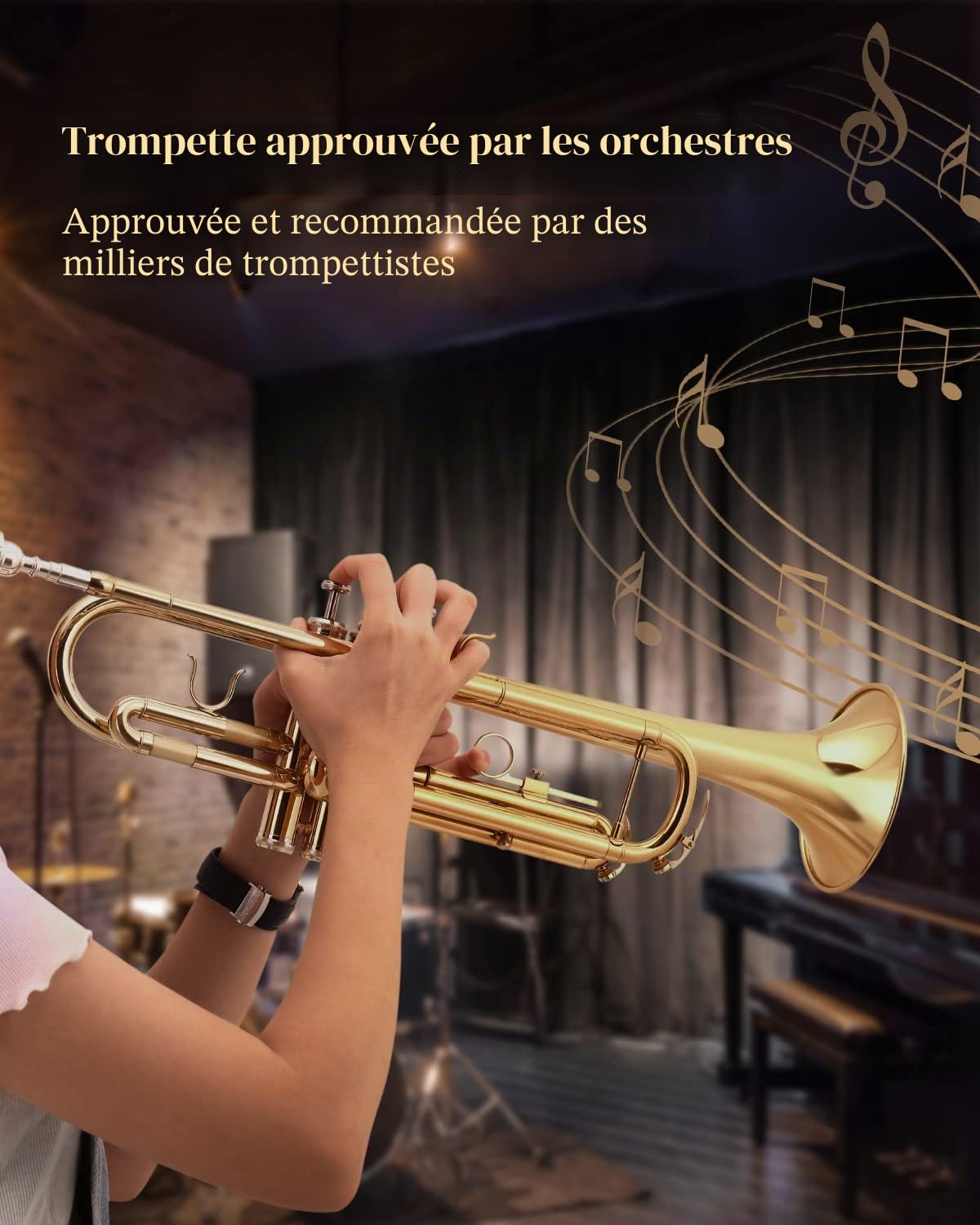 Eastar ETR-380 Standard Student Trumpet,Gold，Bb