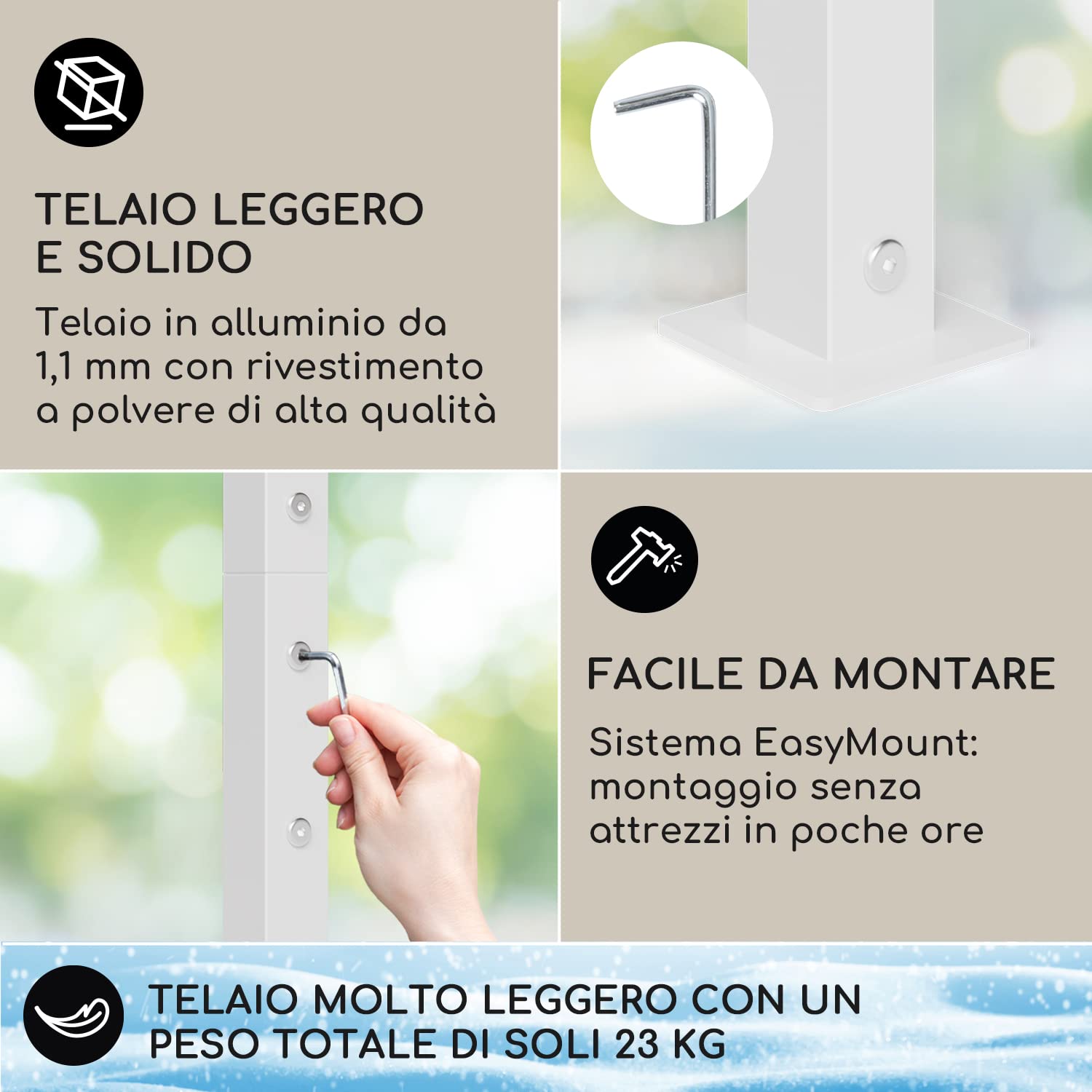Blumfeldt Gazebo, Gazebo 3x3 con Struttura in Alluminio, da Giardino con Tettuccio Antivento e Idrorepellente, Esterno Resistente Protezione da Raggi UV 50+ per Eventi e BBQ- Grigio