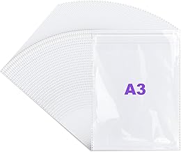100 Pieces A3 Cellophane Bags, Self Sealing Clear Cellophane Bags for Artworks/Photos/Postcards/Prints, Packaging Bags, Display Bags, 31cm x 46cm