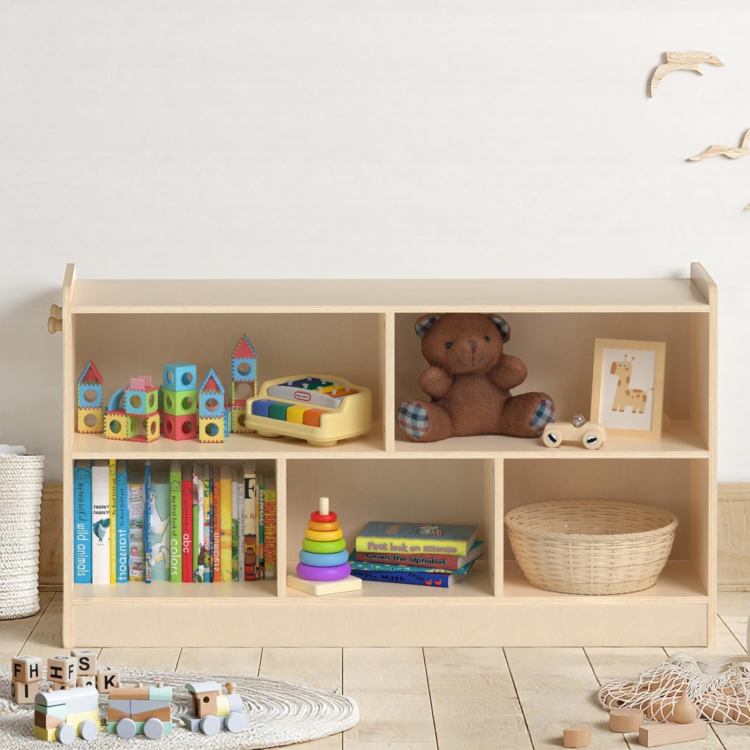 Wooden Montessori Shelf,2-Shelf Toy Organizers and Storage, Kids Classroom Organizer, Playroom, Daycare and Preschool (Large)