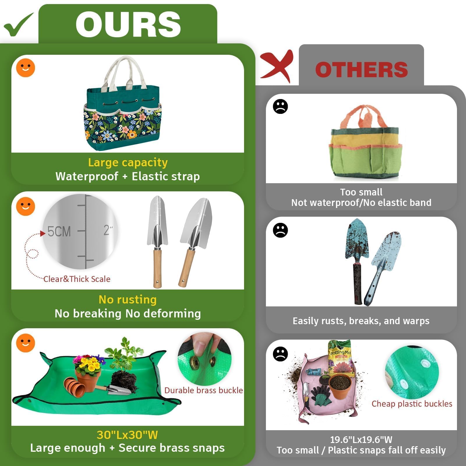 Juego de herramientas de jardinería para mujer, 22 piezas, juego de herramientas de mano para jardín, organizador, regalos para madre, principiantes, jardineros, accesorios de jardín con palas para