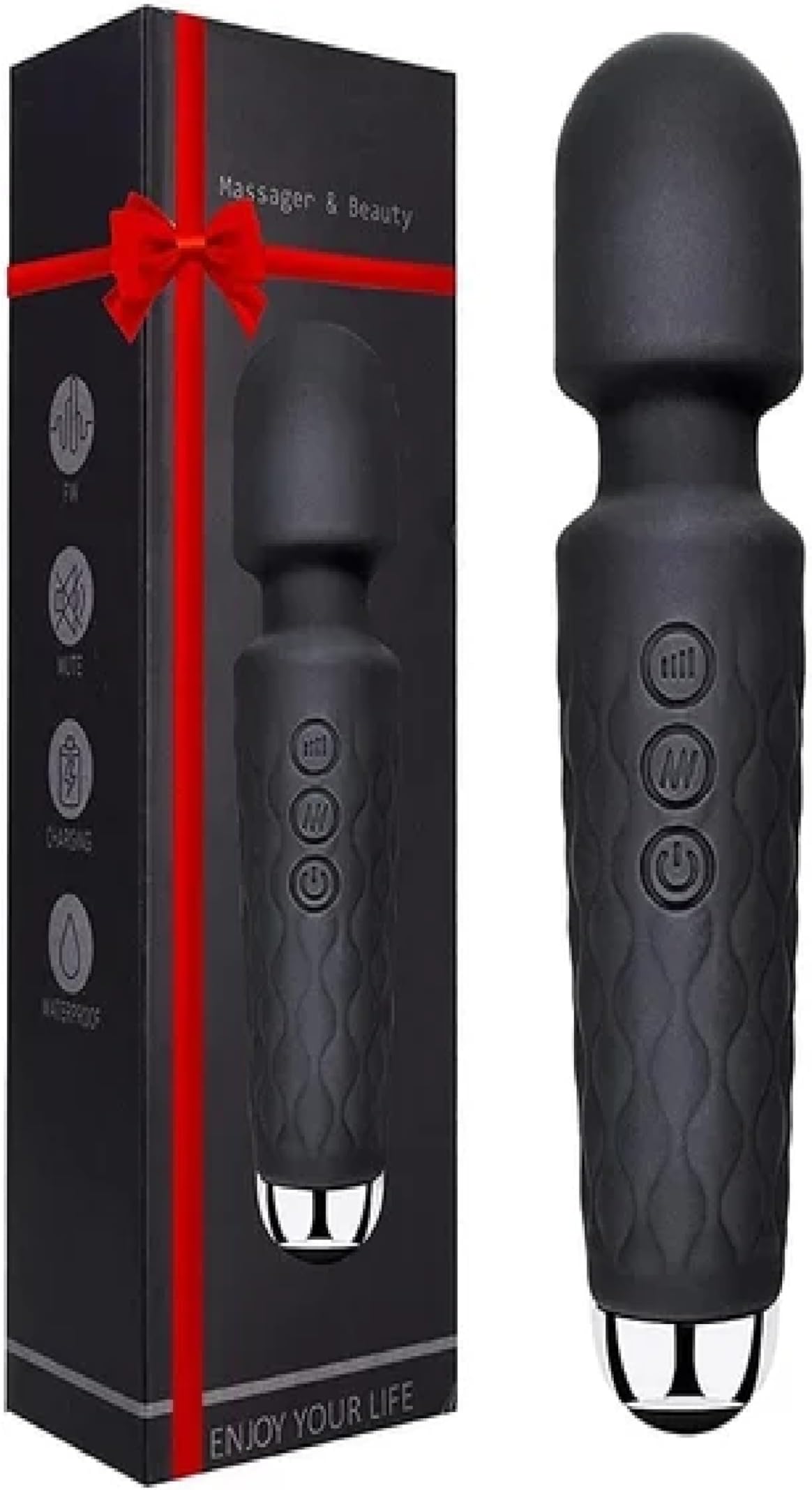 Dealsure Waterproof Rechargeable Personal Body Massager for Women | Cordless Handheld Wand Vibrate Machine with 20 Vibration Modes & 8 Speed Patterns | Perfect for Relaxation Massage Multicolour