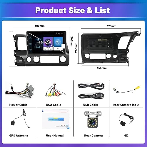 Miniatura 7 de Para Honda Civic 2006 2007 2008 2009 2010 2011, Android 10.1 pulgadas pantalla táctil estéreo para coche con Bluetooth GPS navegación WiFi FM USB