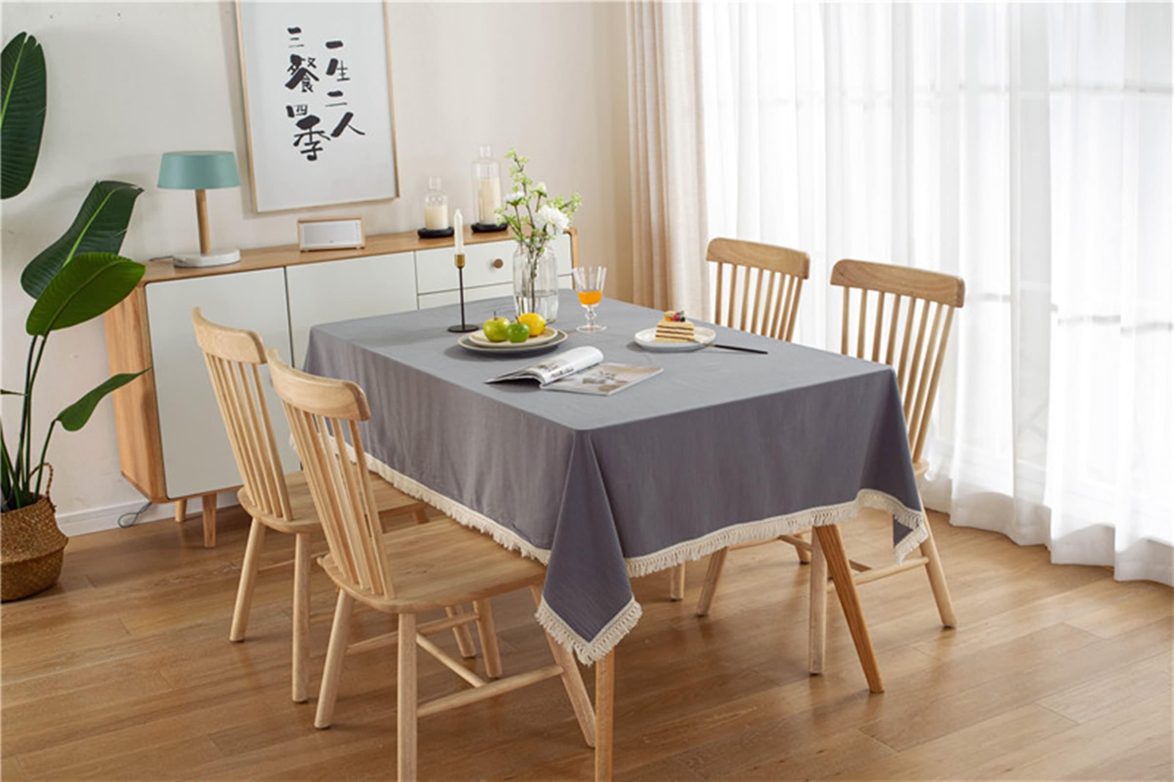 Tovaglia da Cucina Cotone, Tovaglie 140 x 180 cm Tinta unita con nappa Tovaglia per La Decorazione della Casa CucinaGrigio-StyleB