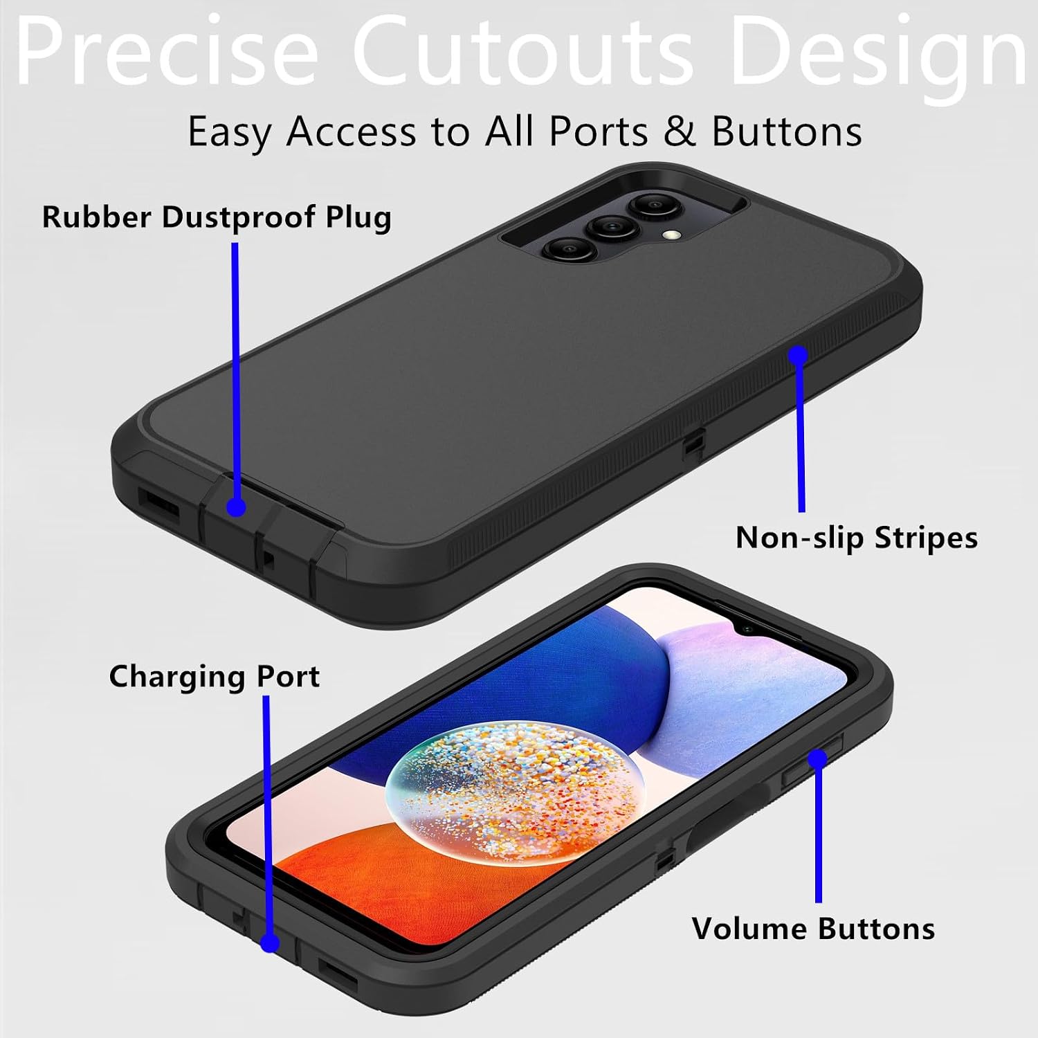 for Samsung Galaxy A14 5G Case, Heavy Duty Protective Case Dustproof Shockproof Drop Protection, 3 in 1 Rugged Cover for Samsung Galaxy A14 5G (with Belt Clip)