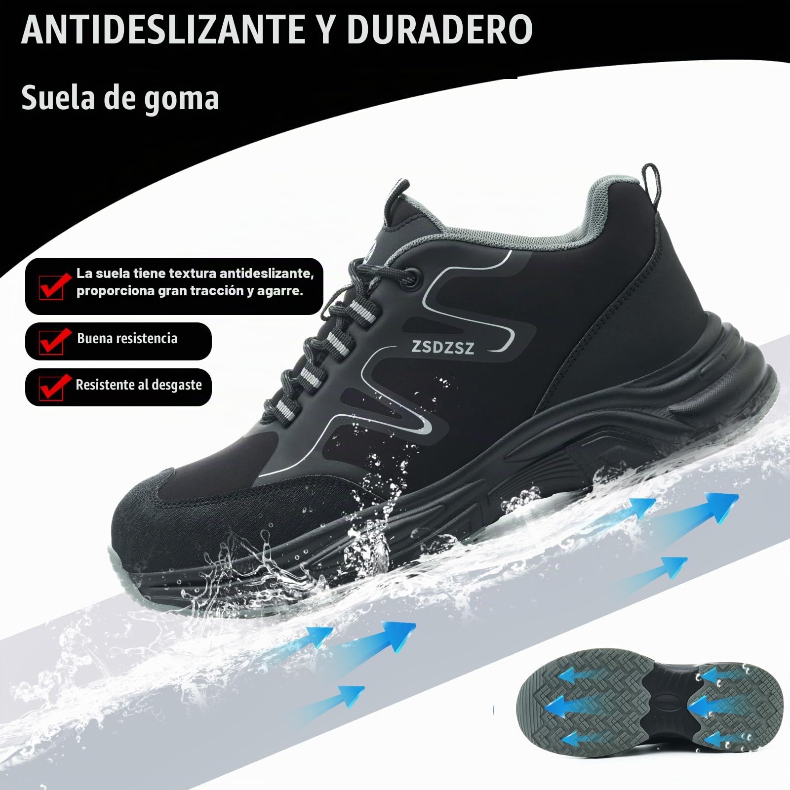 Zapatos de Seguridad para Hombre Mujer Zapatillas Trabajo con Punta de Acero Ligeros Transpirable Calzado de Seguridad Antideslizantes Comodo Zapatos de Trabajo