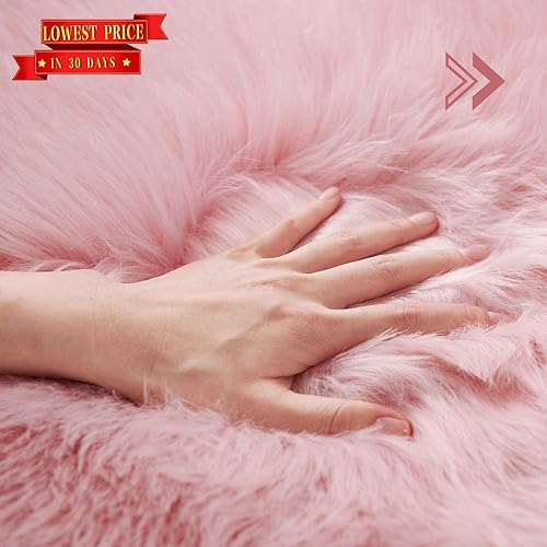 Miniatura 85 de SERISSA Alfombra suave y esponjosa de piel de oveja sintética, color beige, alfombra lanuda para el suelo del dormitorio, alfombra mullida