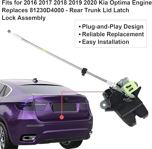 Miniatura 7 de 81230-D4000 - Actuador de bloqueo de bloqueo de puerta trasera del motor, pestillo de maletero para puerta trasera de 2016 2017 2018 2019 2020 Motor