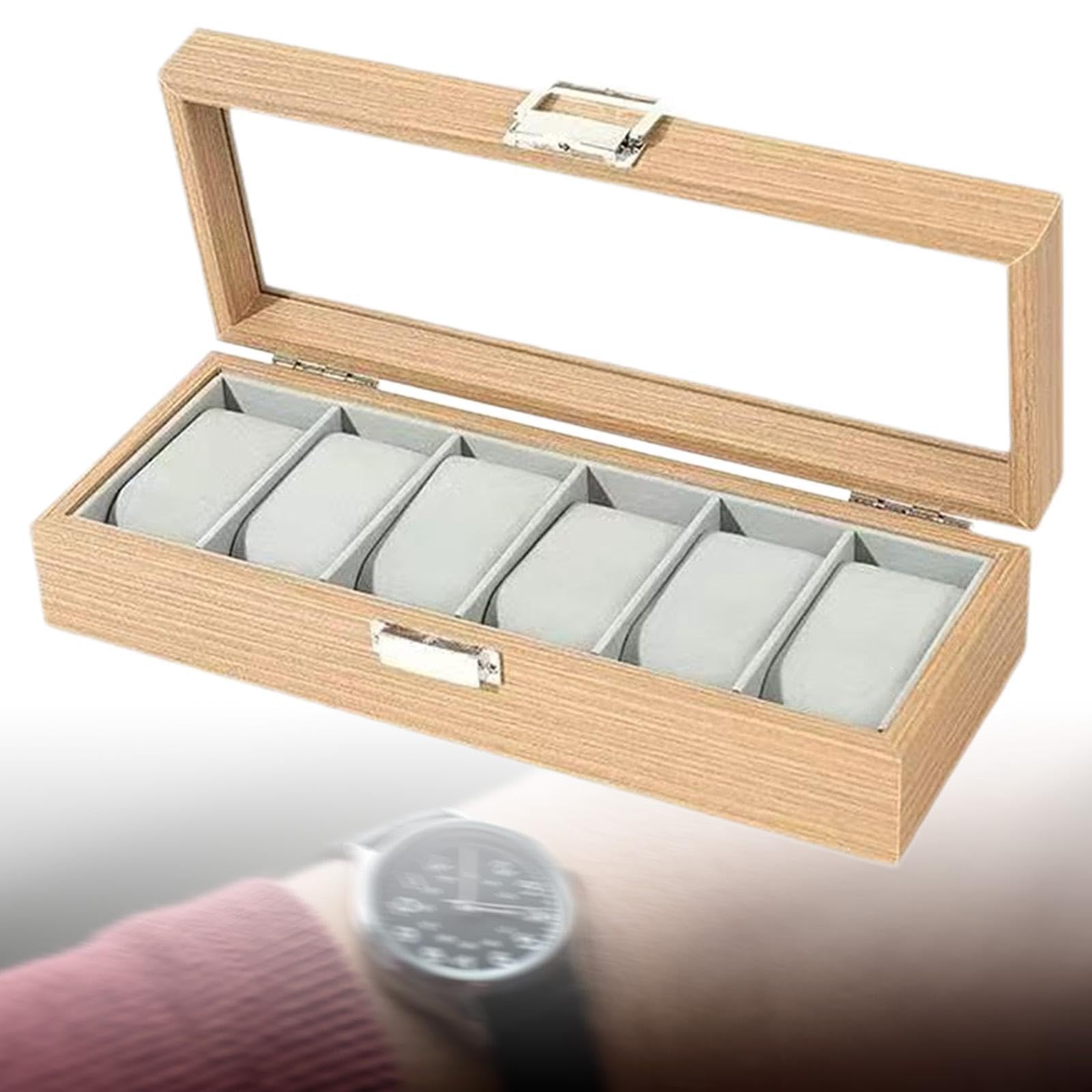 Scatola Porta Orologi, Porta Gioielli, in Legno, Contenitore per Orologi E Gioielli Da Comò, 6 Slot