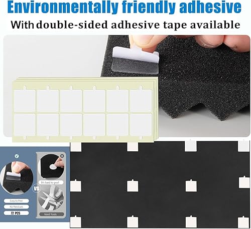 Miniatura 5 de Paquete de 4 paneles acústicos de 48 x 24 x 2 pulgadas, paneles de pared insonorizados de espuma para cajas de huevos, paneles de espuma a prueba de