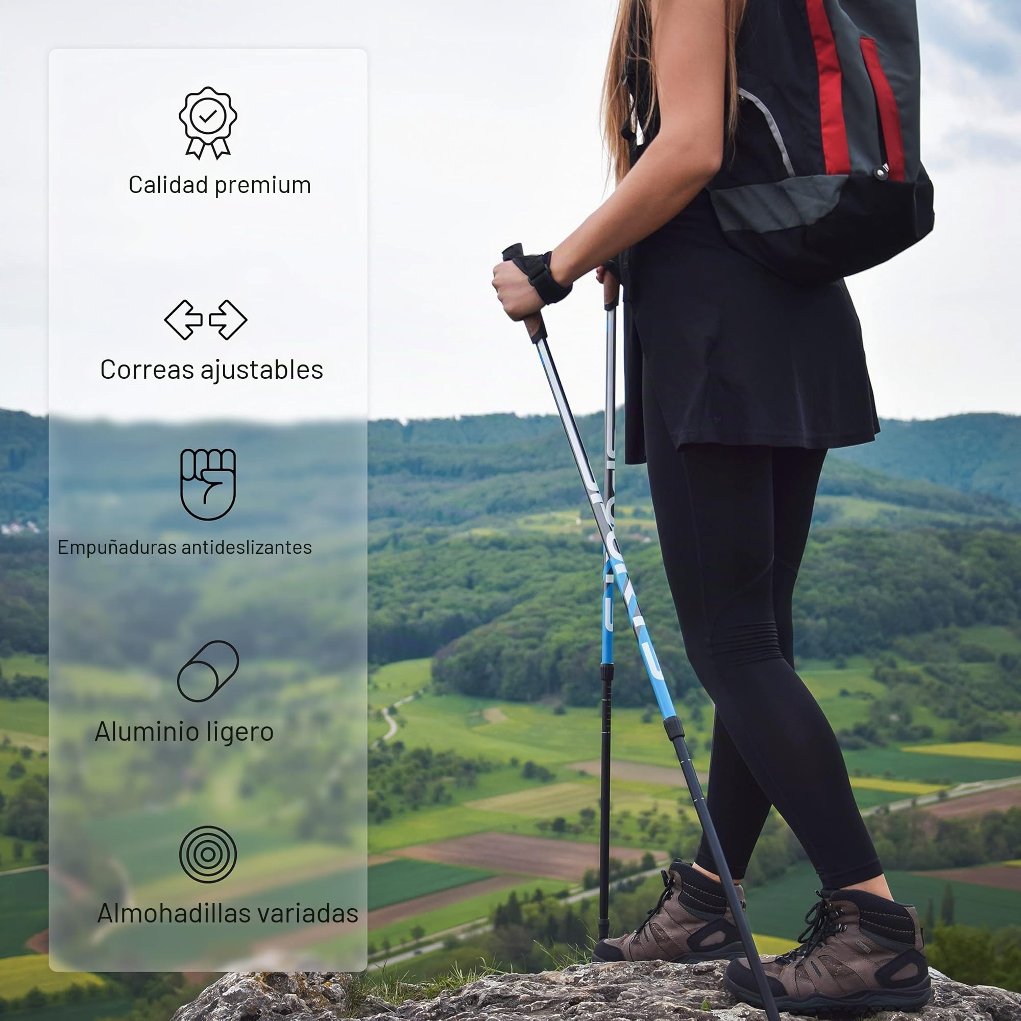 Bastones Premium Marcha nórdica - Ultra Ligeros - seleccionables con bolsa