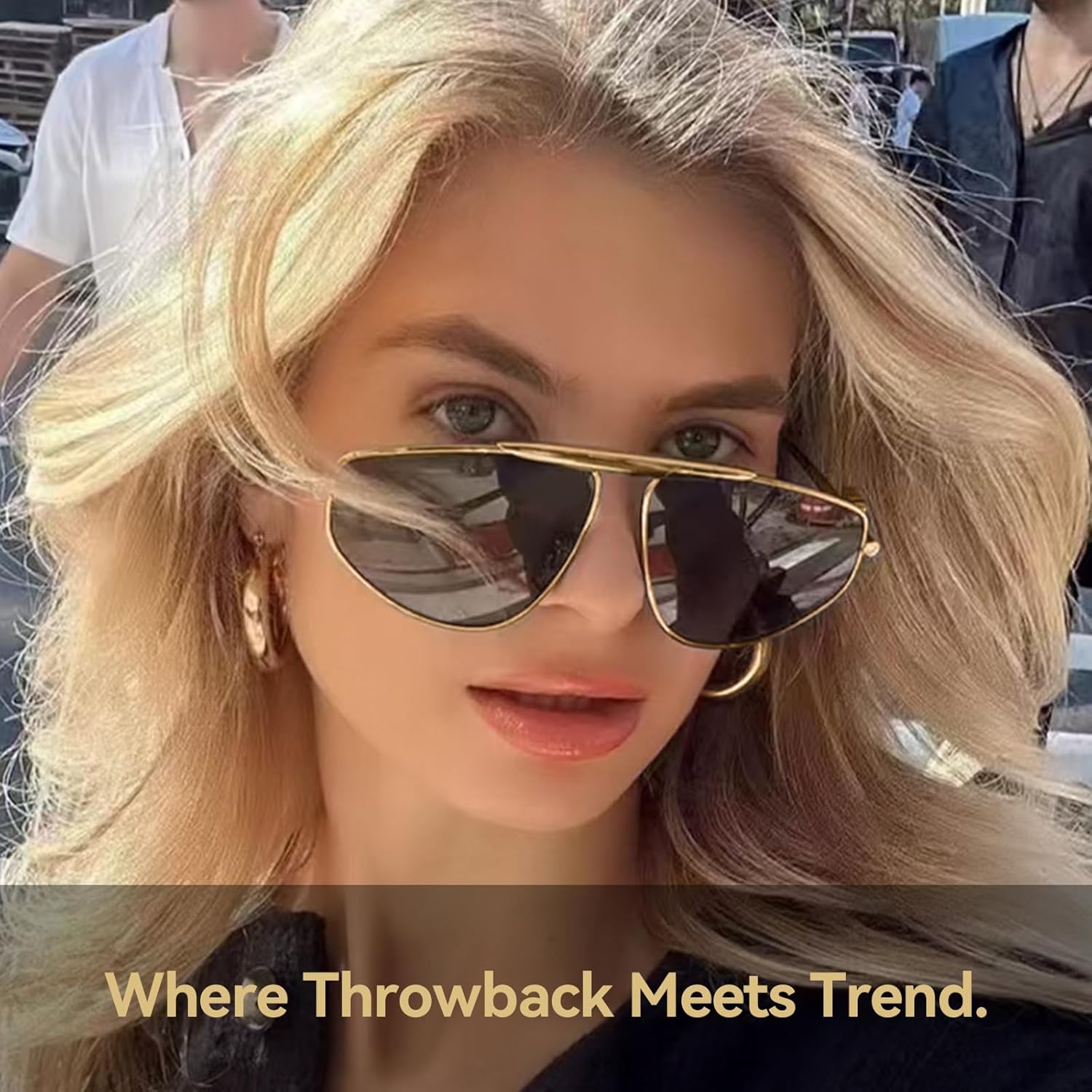 Oversized Aviator Sunglasses for Women Men Trendy Fashion Big Shades Tinted Lens Gold Metal Sun Glasses UV400 - Image 3