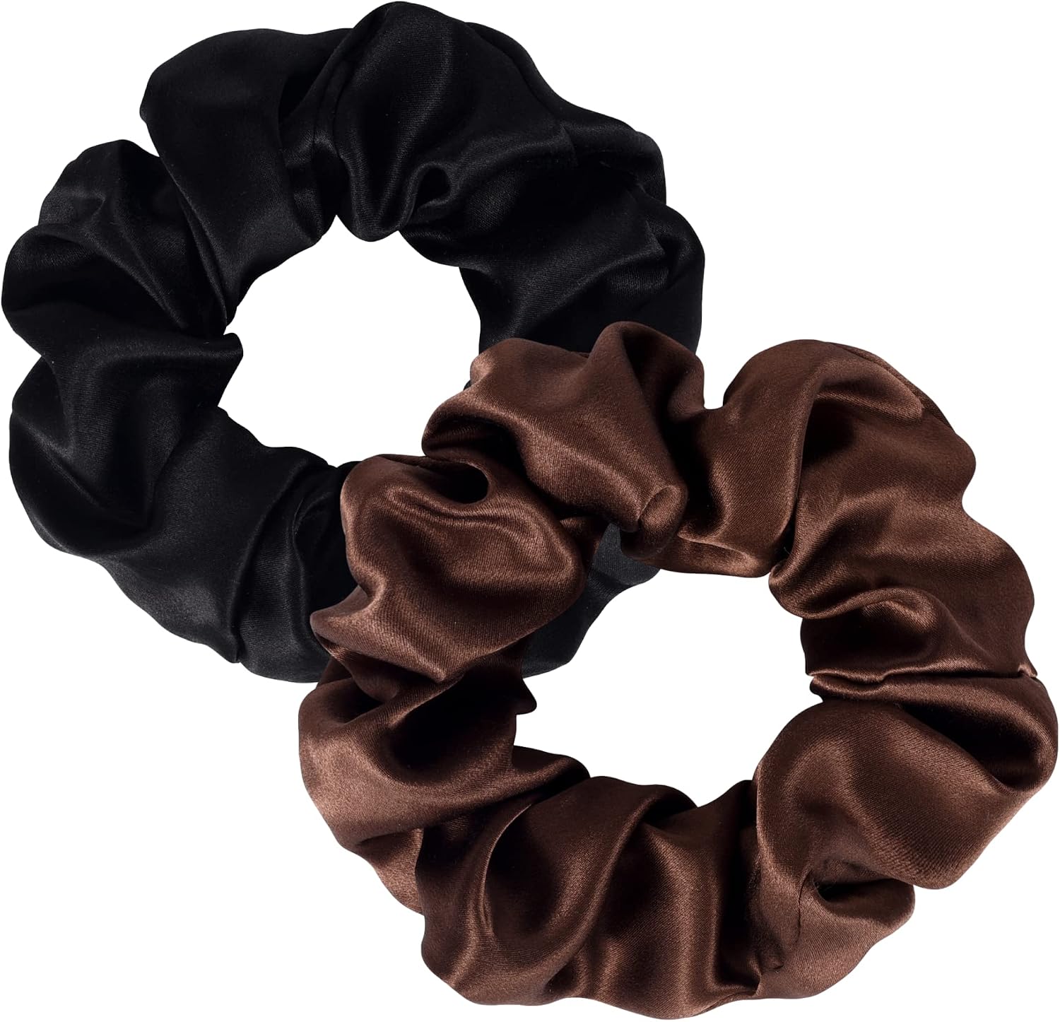 SILKIE x2 Set 100% Pure Mulberry Silk Cream Coffee Black Large Oversized Scrunchies Silk Travel Pouch Hair Ties Elastics Hair Care Premium Ponytail Holder No Damage - Image 3