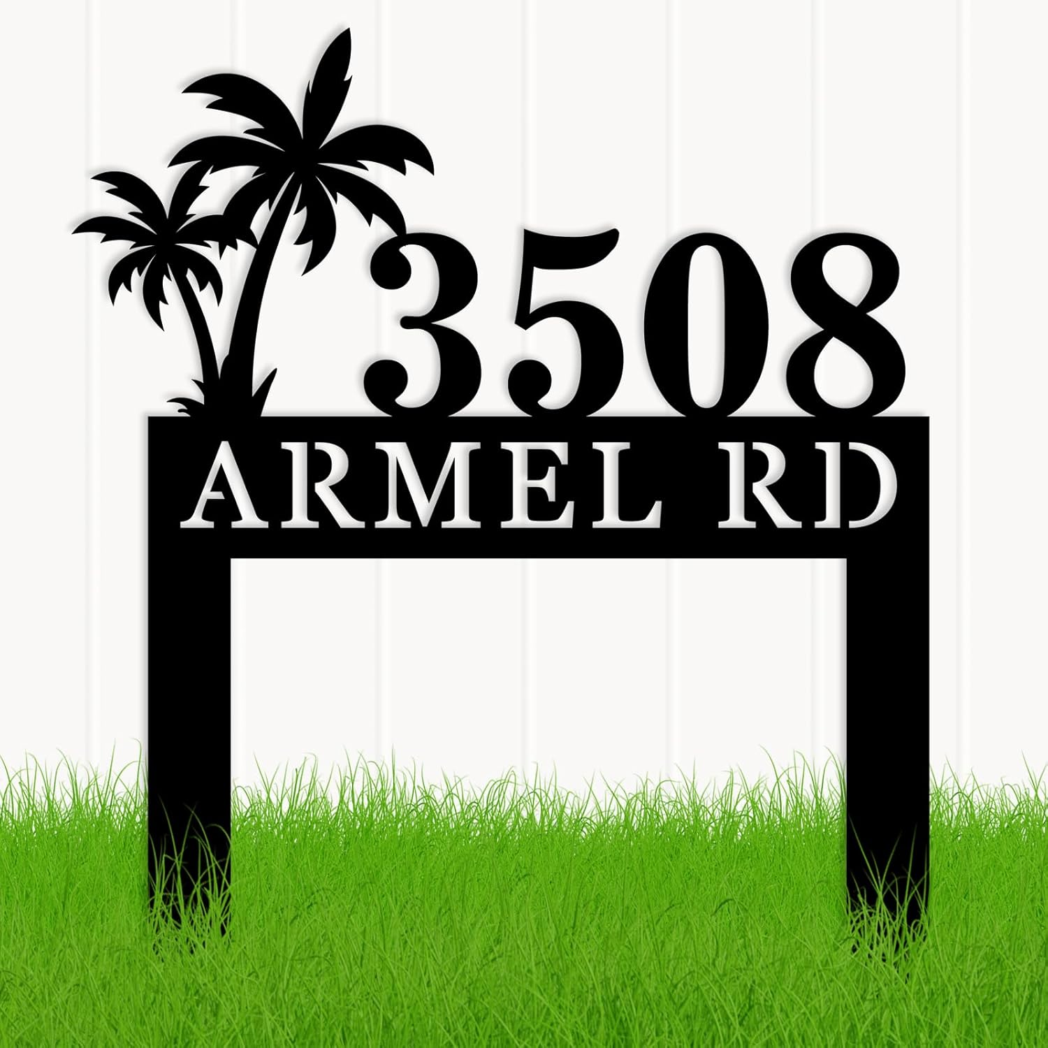 Personalized Metal Address Plaque with Stake, Yard Address Sign with Last Name, House Number Signs