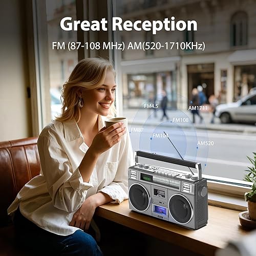 Miniatura 2 de FragrantBodyOilz Radio AM FM retro con altavoz Bluetooth, transistor de radio Bluetooth vintage con el mejor sonido, USB C recargable, compatible