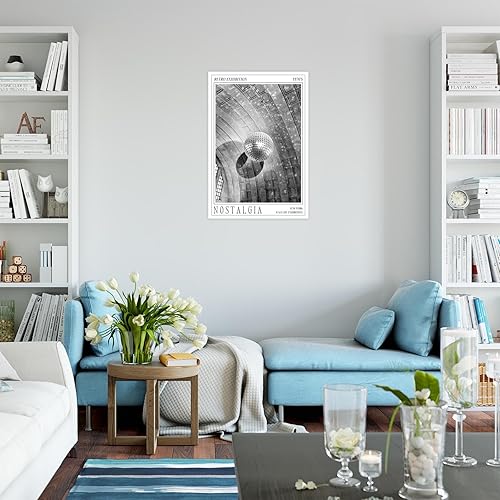 Miniatura 5 de Arte de pared vintage de bola de discoteca en blanco y negro, de los años 70, música estética, divertida, pósteres de lienzo para fiesta, galería de