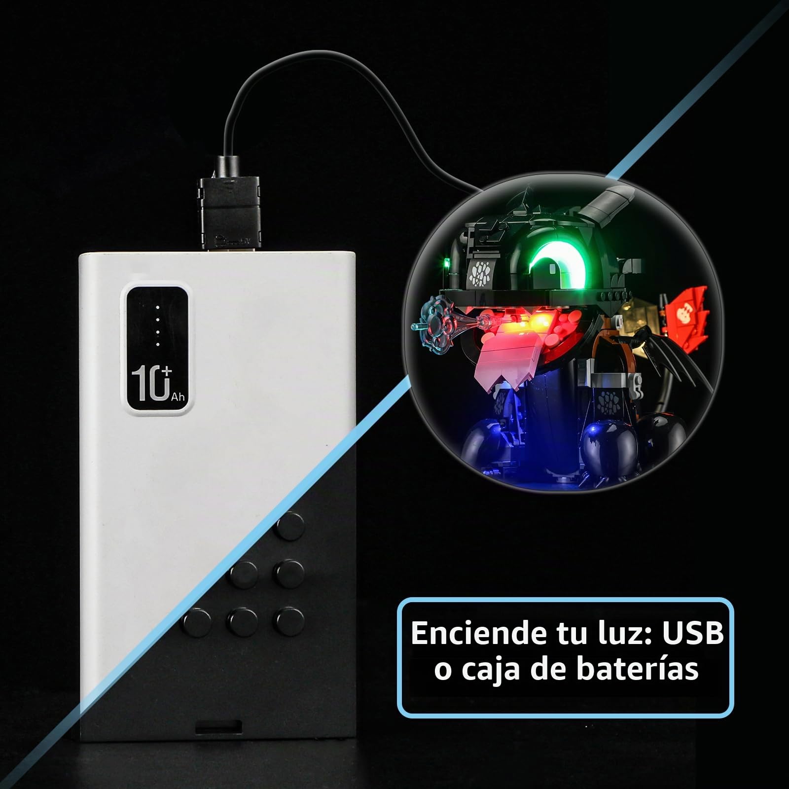 YEABRICKS Luz LED para bloques de construcción Lego-10375 Icons Cómo entrenar a tu dragón: Toothless (el juego Lego NO está incluido)