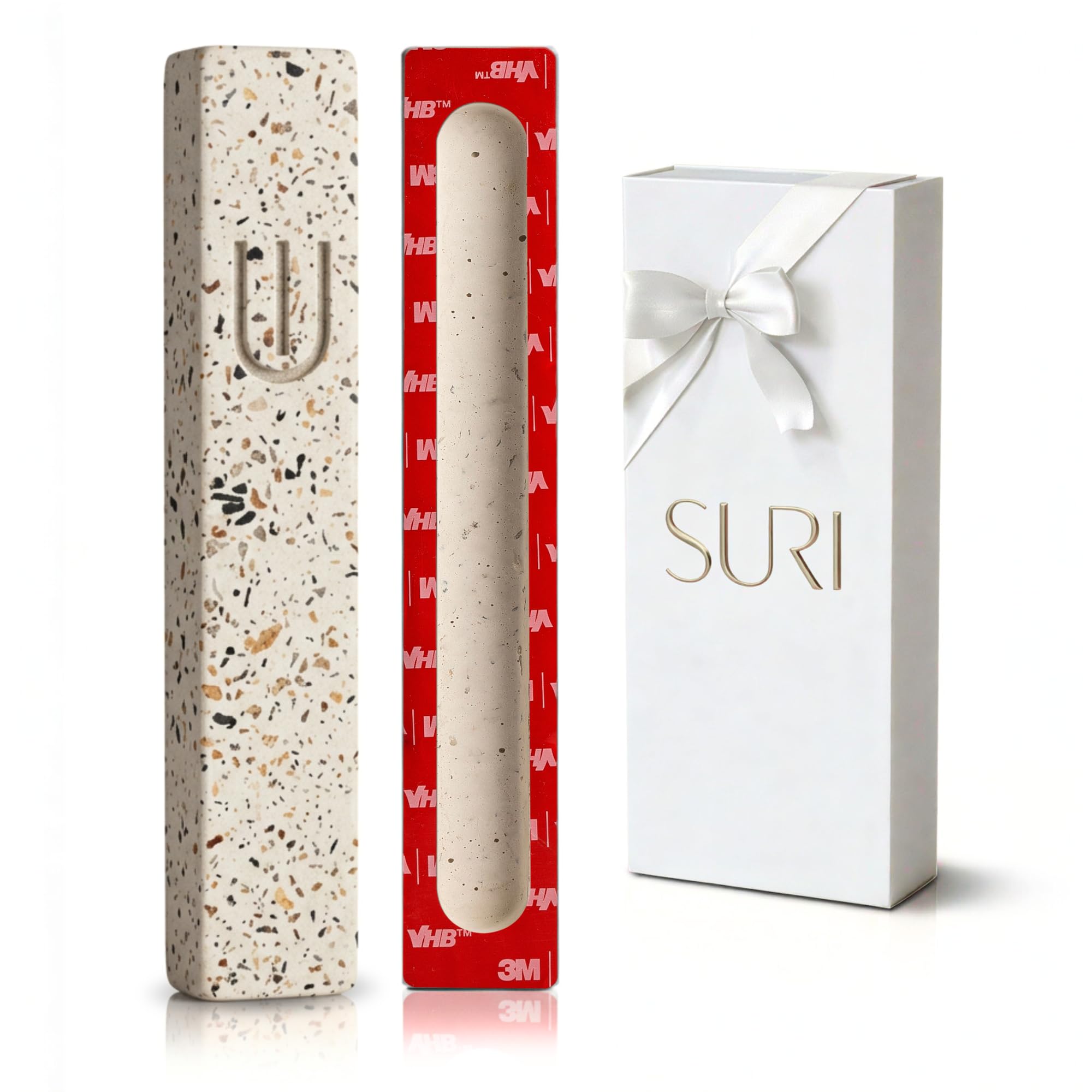 SURI Mezuzah for Door with Scroll – 9 Inch Modern Mezuzah Case with Non Kosher Scroll Included, Fits up to 8” Scroll, Easy Adhesive Installation, Gift Box Included