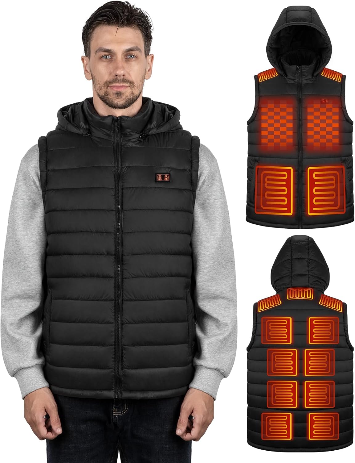 Heated Vest for Men, Men's Lightweight Heating Vest for Skiing Camping Hunting, 17 Heating Zones(Charger Not Included)